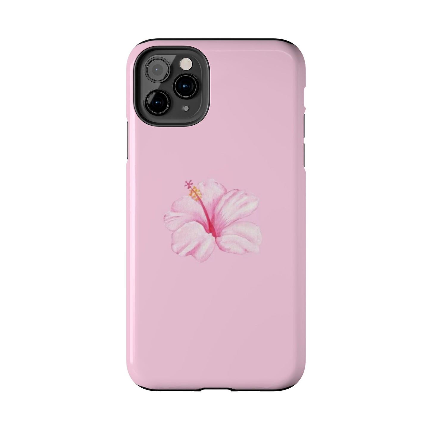 Hibiscus Flower Phone Case, Pink, Tropical, Hawaiin, Clean Girl Aesthetic, Preppy, Glossy Phone Case