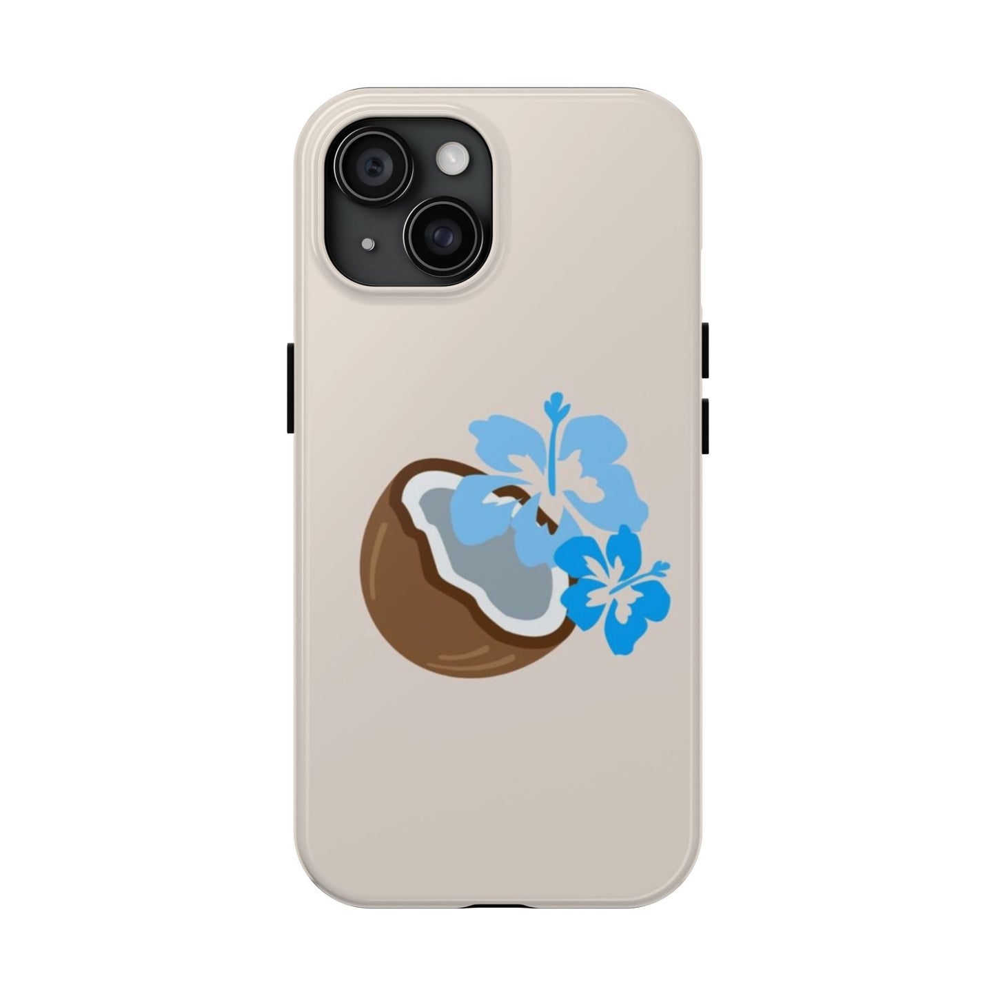 Hawaiian Cute Phone Case, Coconut, Hibiscus, Summery, Tropical, Clean Girl Aesthetic, Preppy, Glossy Phone Case