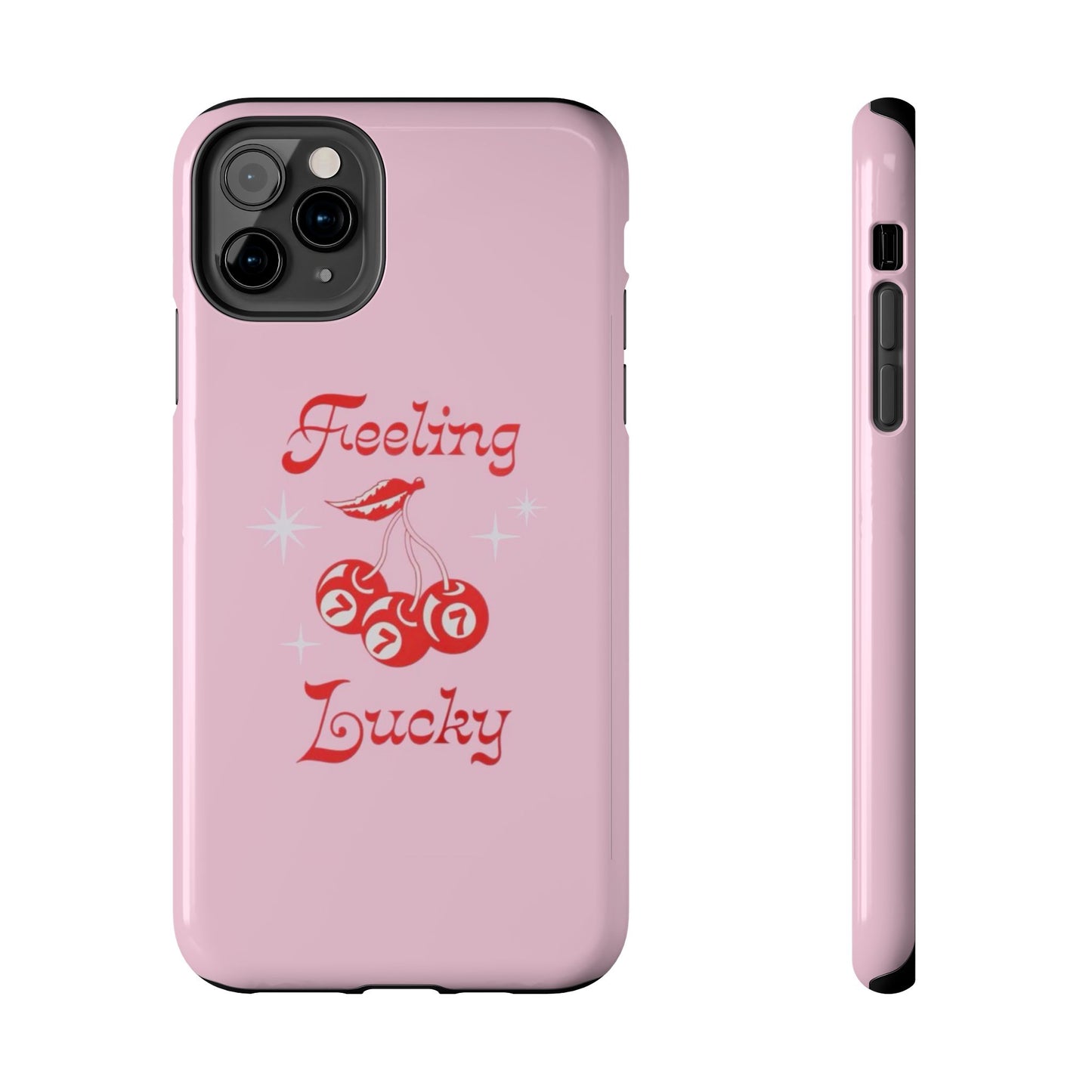 Feeling Lucky Pink Aesthetic Glossy Phone Case, Affirmations