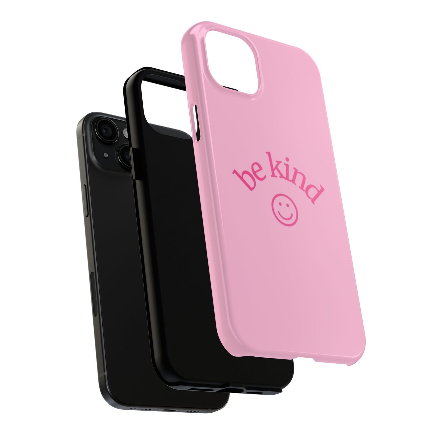Be Kind Smiley Face Phone Case, Pink, Glossy