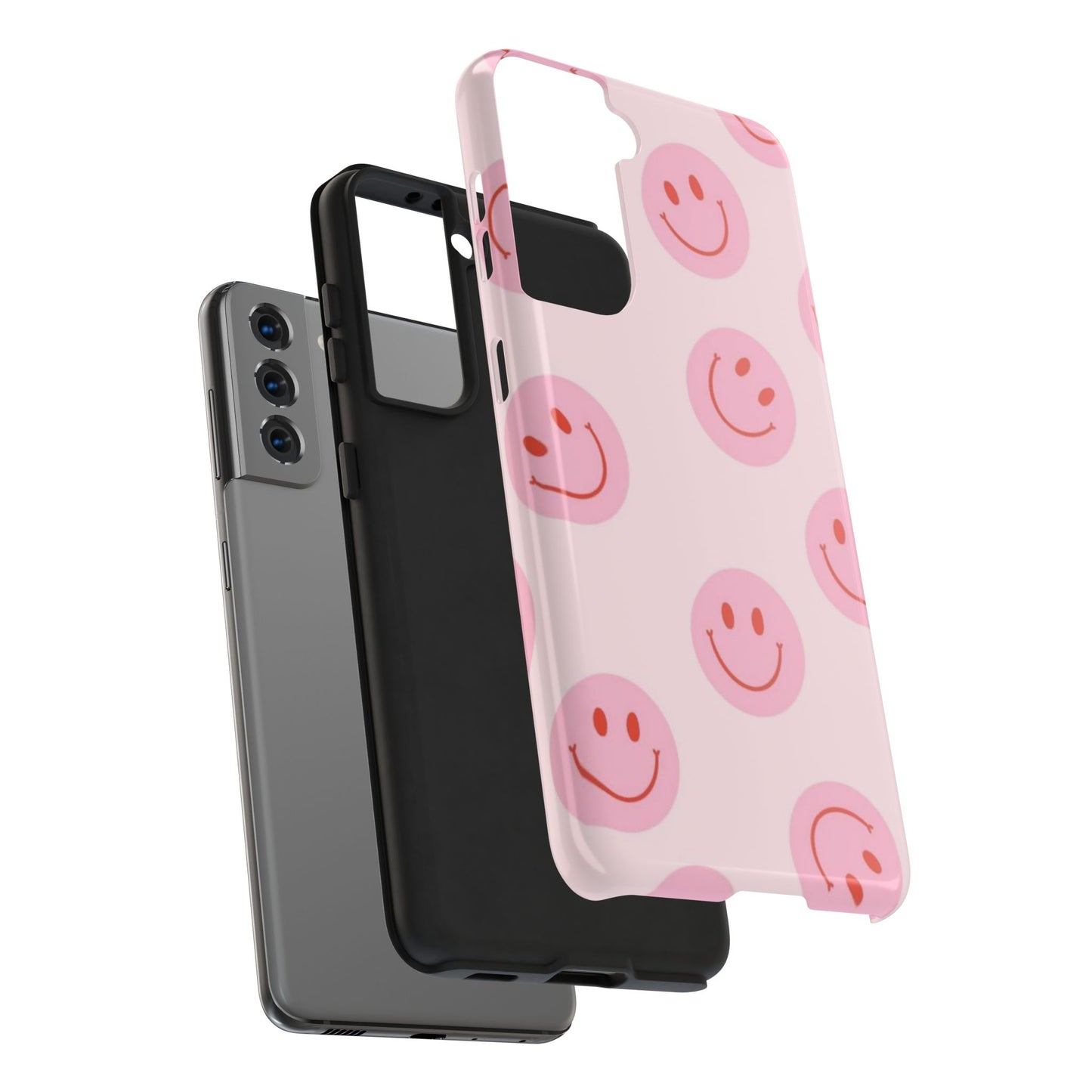 Smiley Face Pink Aesthetic Glossy Phone Case