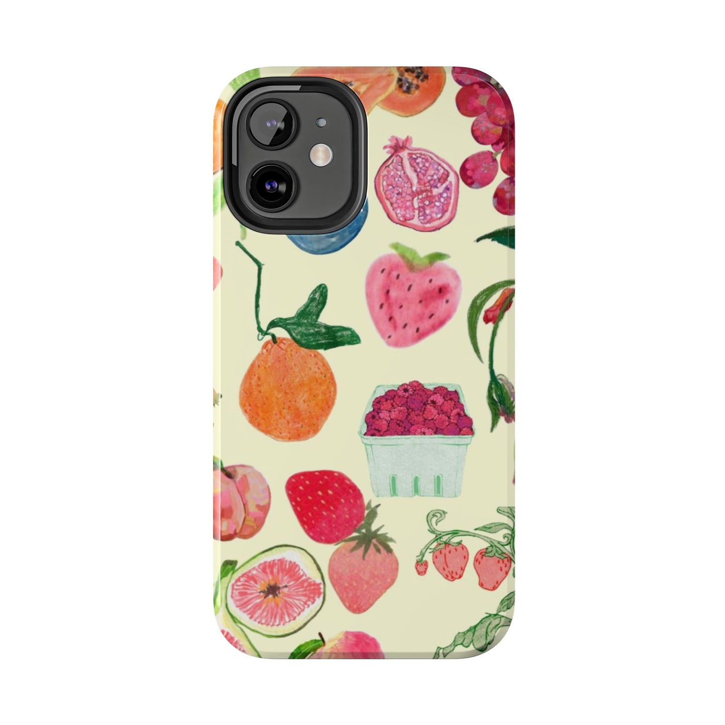 Fruit Print Phone Case, Yellow, Aesthetic, Hailey Bieber, Matilda Djerf, LA, Preppy, Clean Girl, Glossy Phone Case