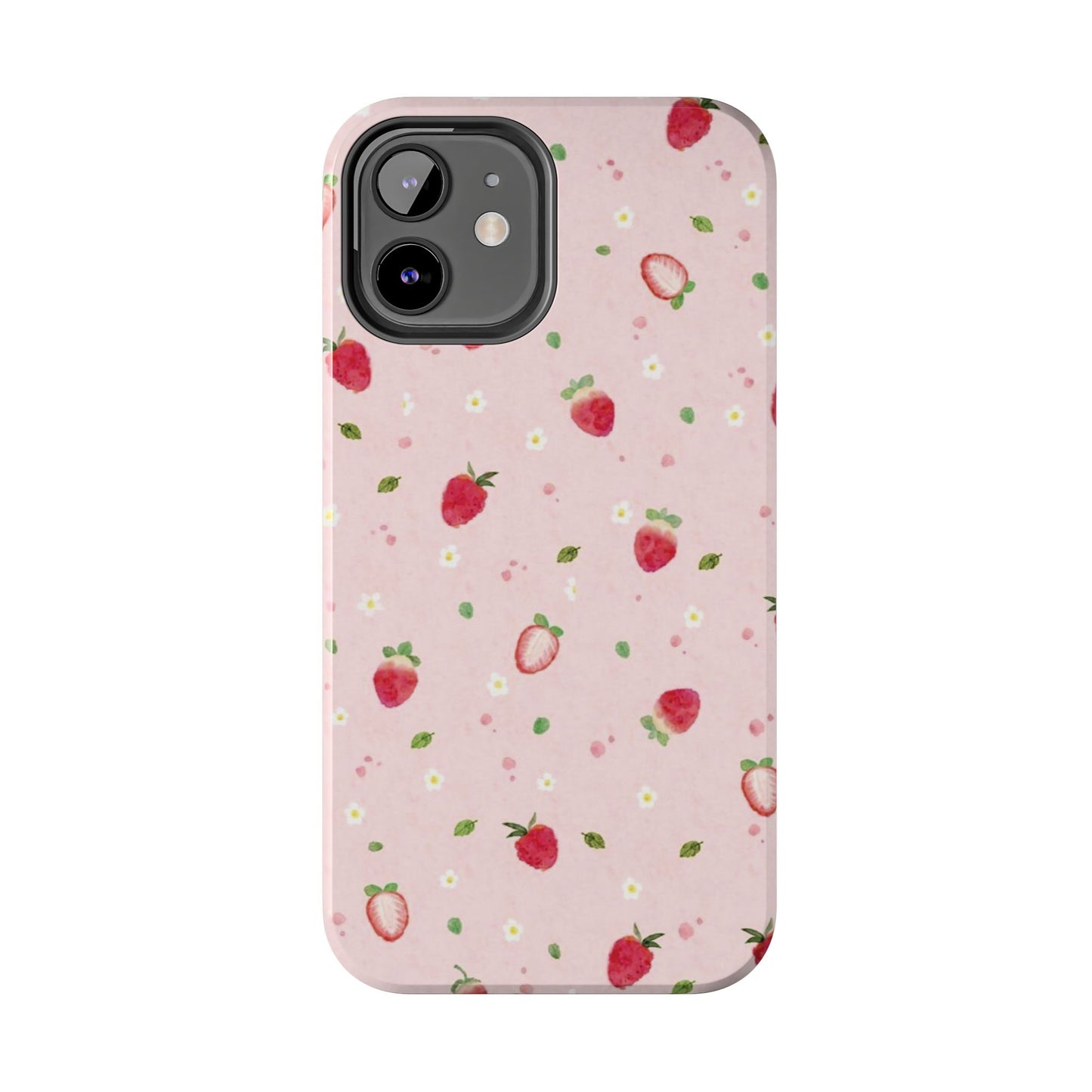 Strawberry Coquette Phone Case, Pink, Farmcore, Garden, Fairy, Spring Vibes, Fruit, Cute, Clean Girl, Glossy Phone Case