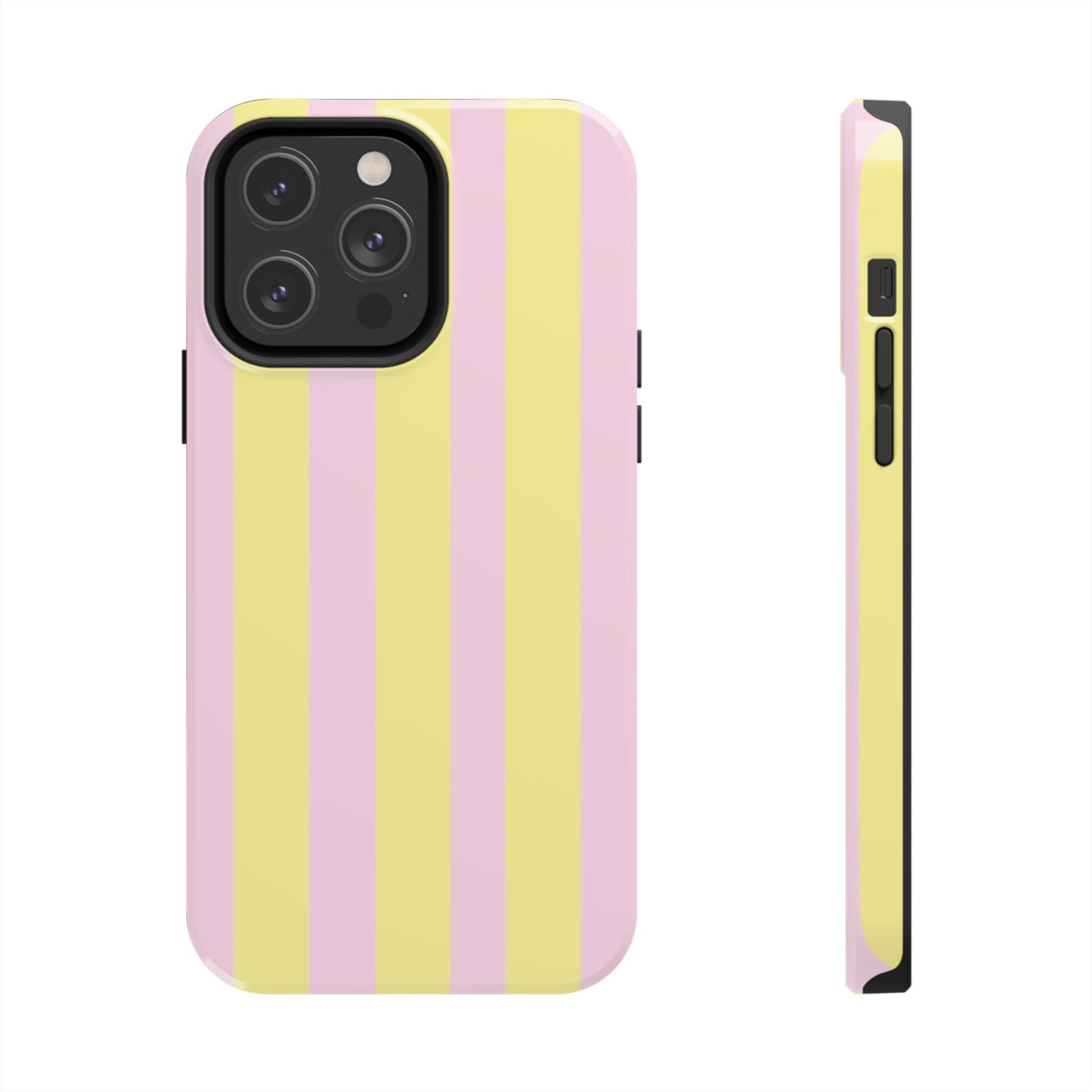 Pastel striped phone case, Pink and yellow stripes