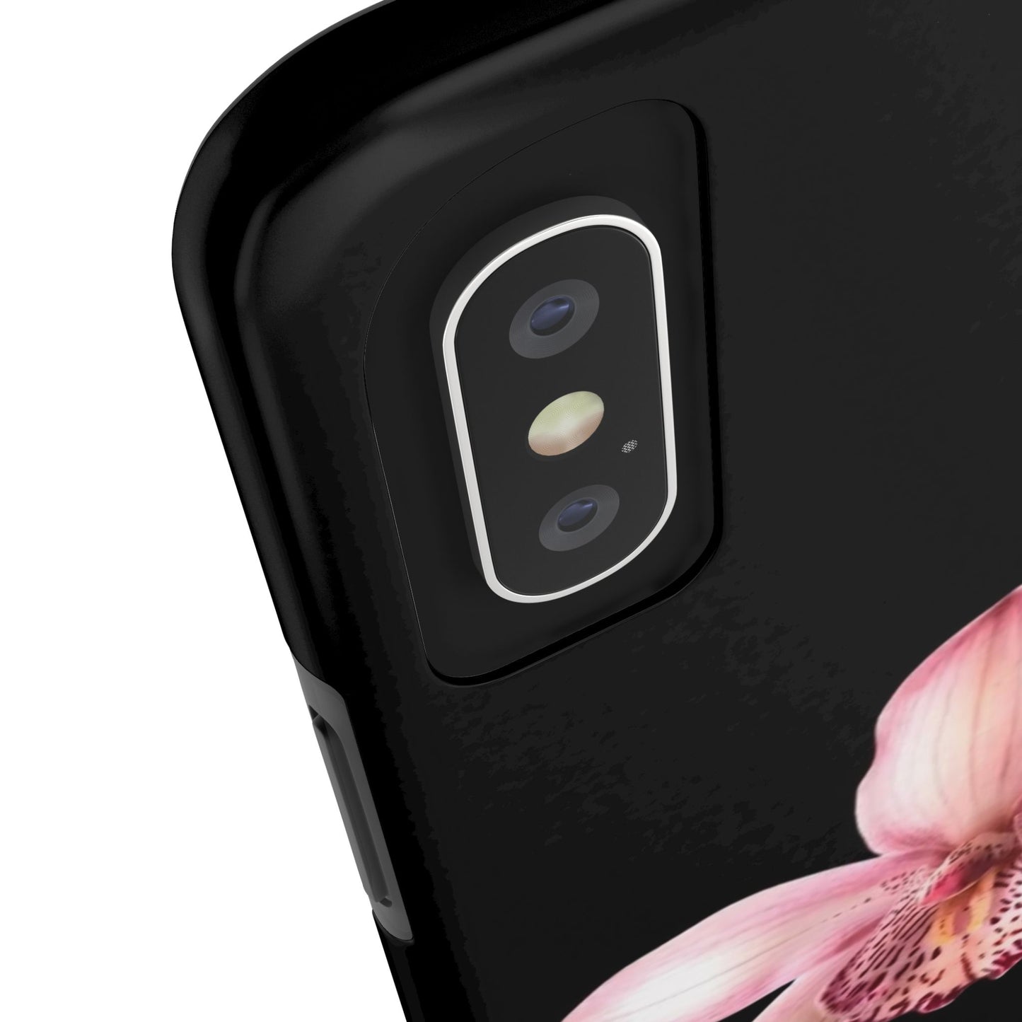 Realistic Orchid Flower with Black Background Glossy Phone Case