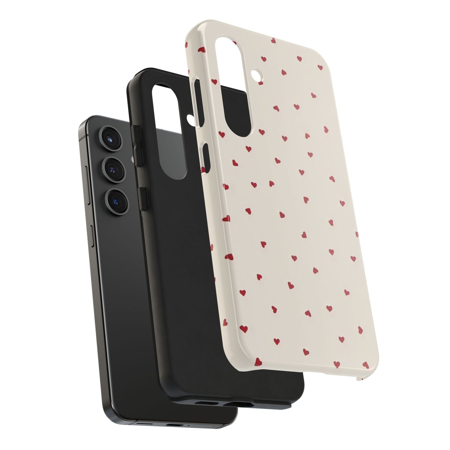 Glossy Phone Case, Red Heart Print, Coquette, Aesthetic Phone Case