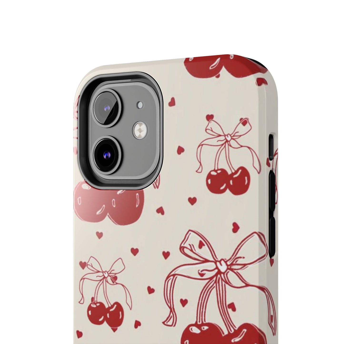 Red Cherry Pattern Fashion Aesthetic Glossy Phone Case