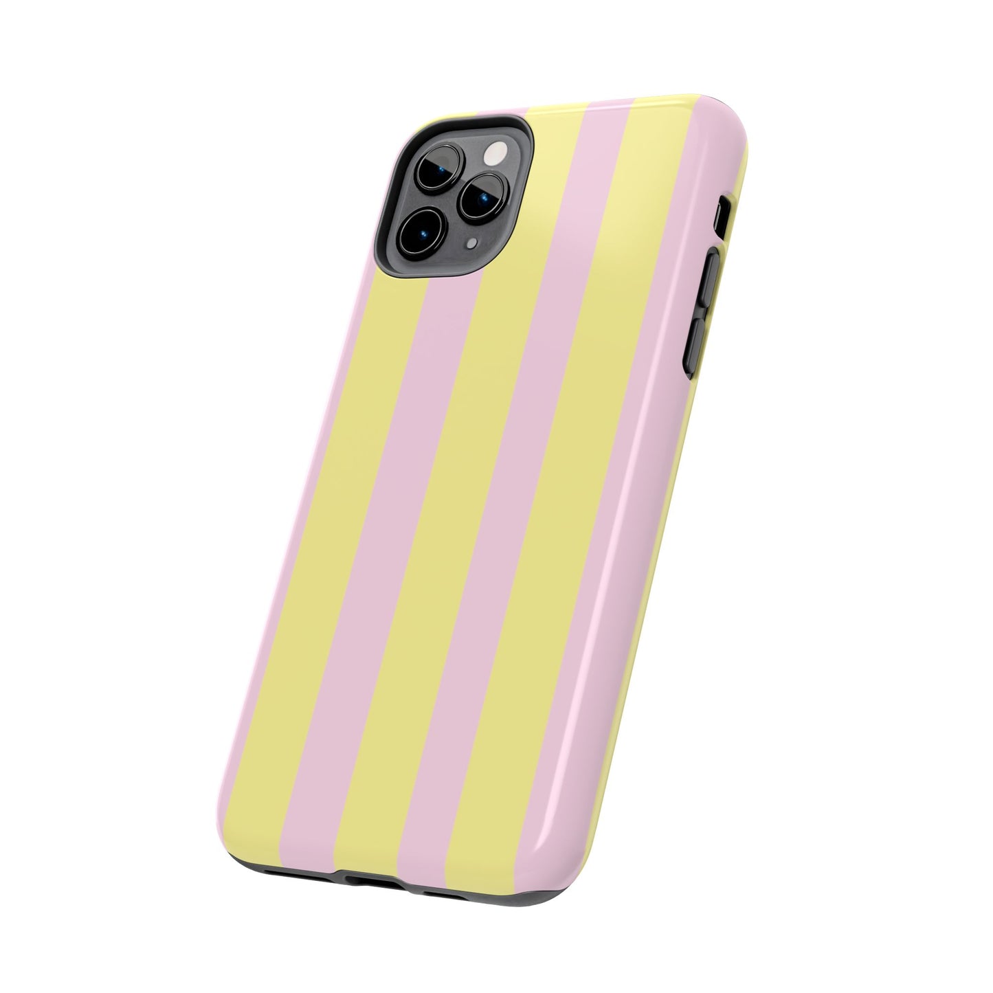 Pastel striped phone case, Pink and yellow stripes