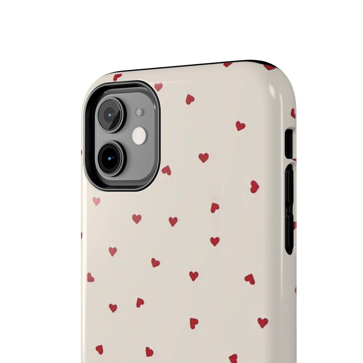 Glossy Phone Case, Red Heart Print, Coquette, Aesthetic Phone Case