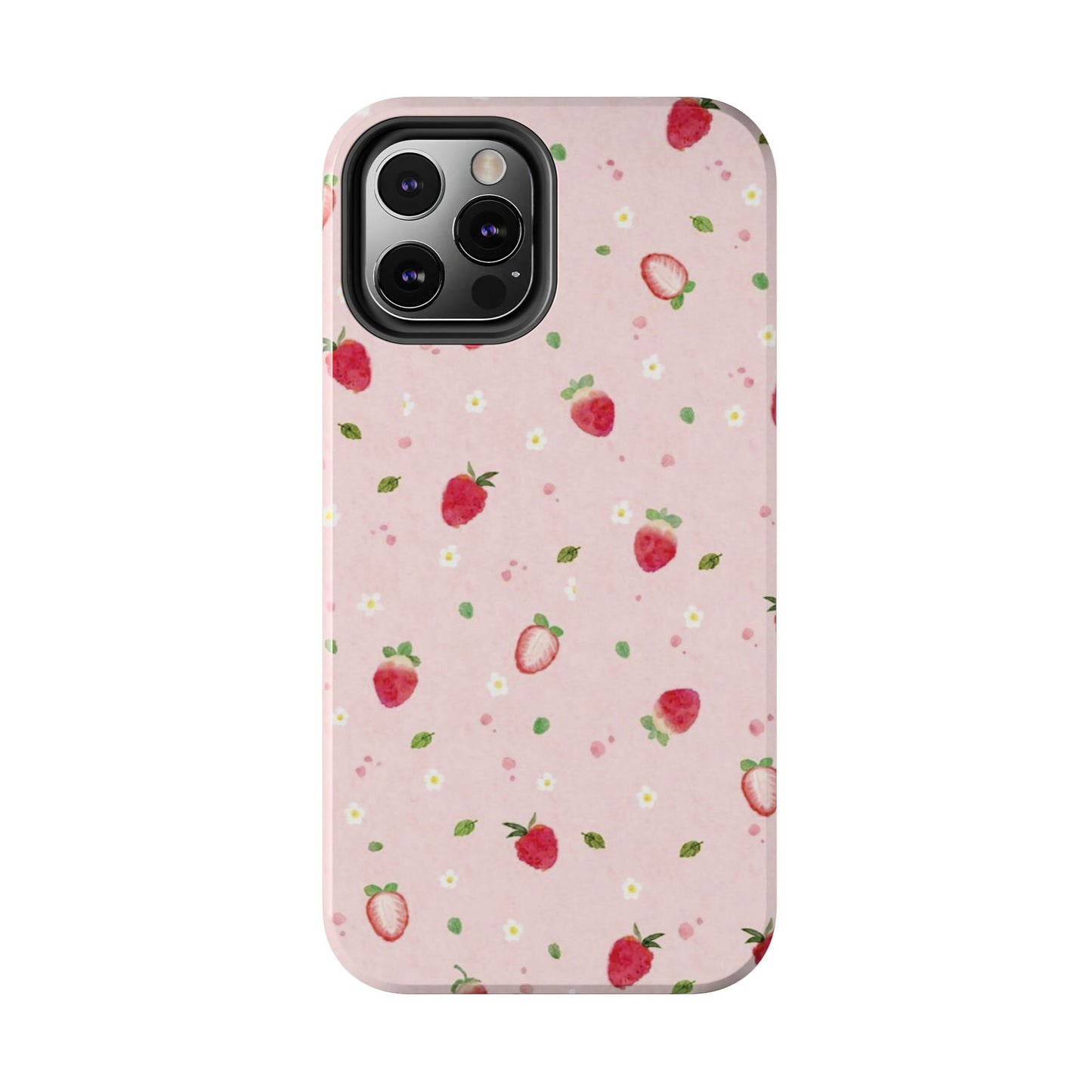 Strawberry Coquette Phone Case, Pink, Farmcore, Garden, Fairy, Spring Vibes, Fruit, Cute, Clean Girl, Glossy Phone Case