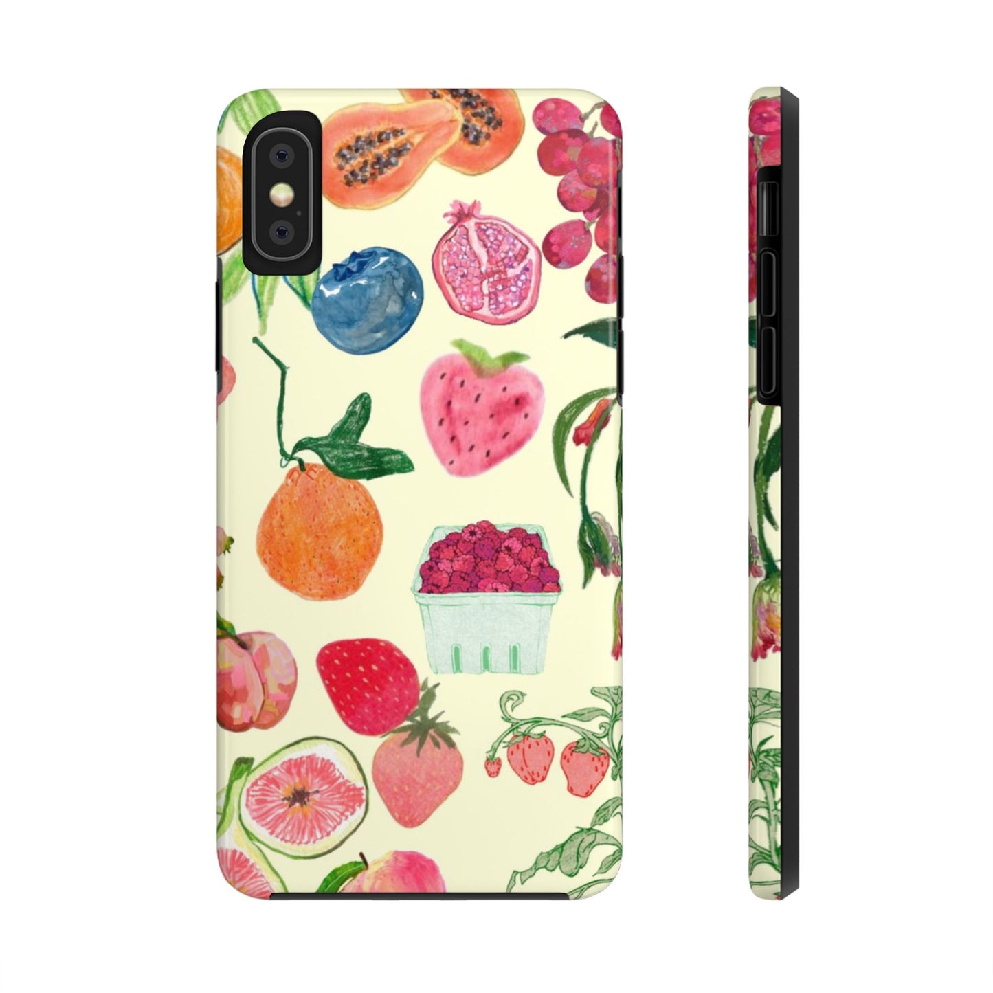 Fruit Print Phone Case, Yellow, Aesthetic, Hailey Bieber, Matilda Djerf, LA, Preppy, Clean Girl, Glossy Phone Case