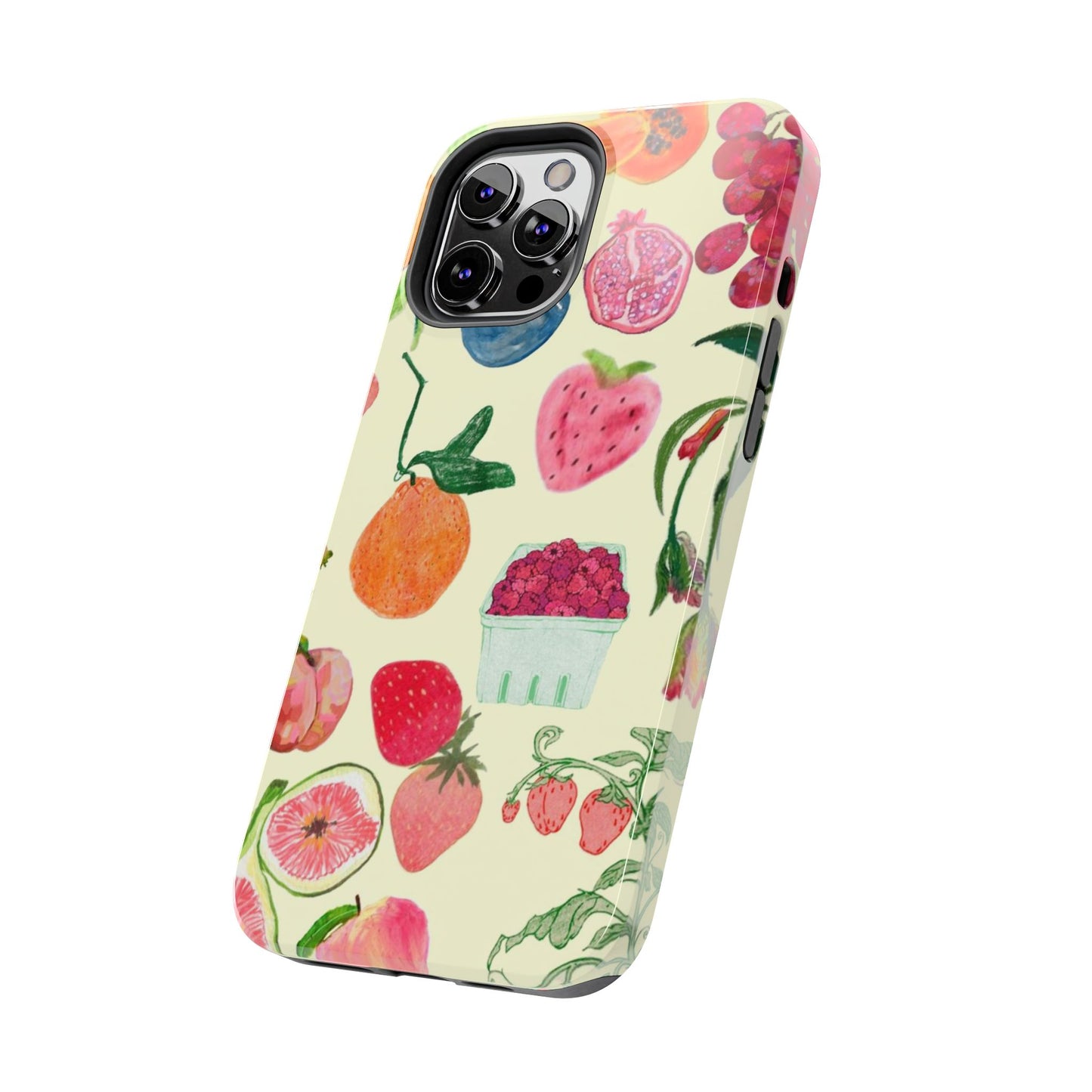 Fruit Print Phone Case, Yellow, Aesthetic, Hailey Bieber, Matilda Djerf, LA, Preppy, Clean Girl, Glossy Phone Case