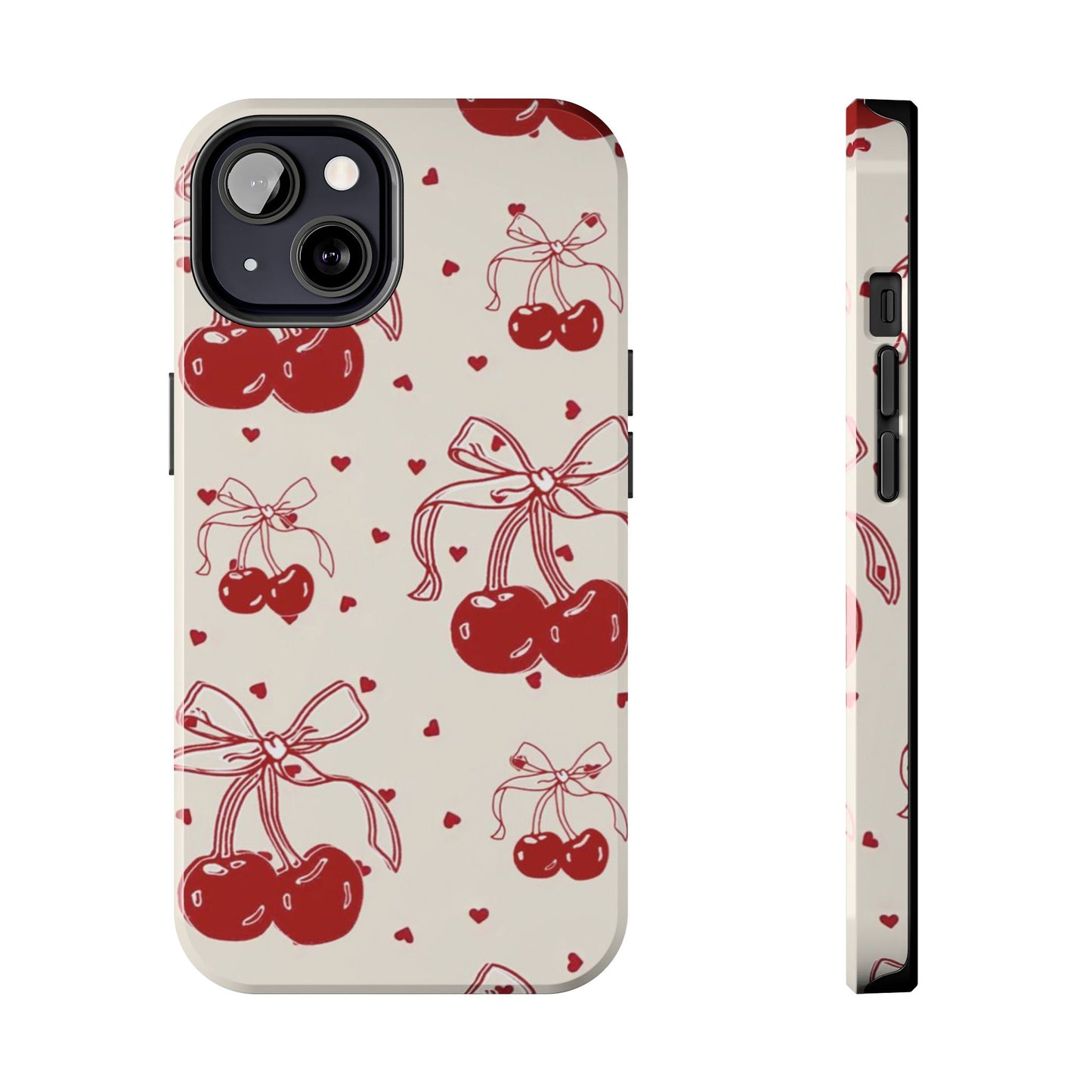 Red Cherry Pattern Fashion Aesthetic Glossy Phone Case