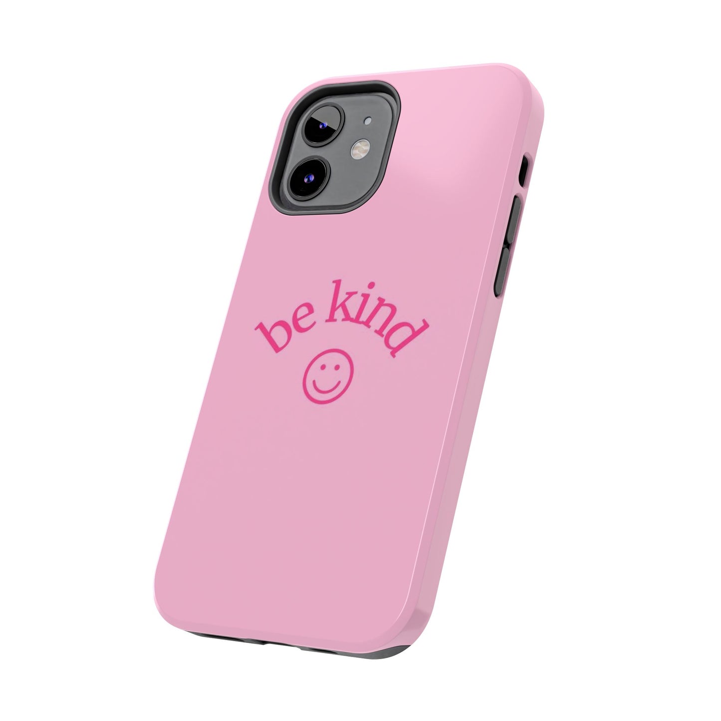 Be Kind Smiley Face Phone Case, Pink, Glossy