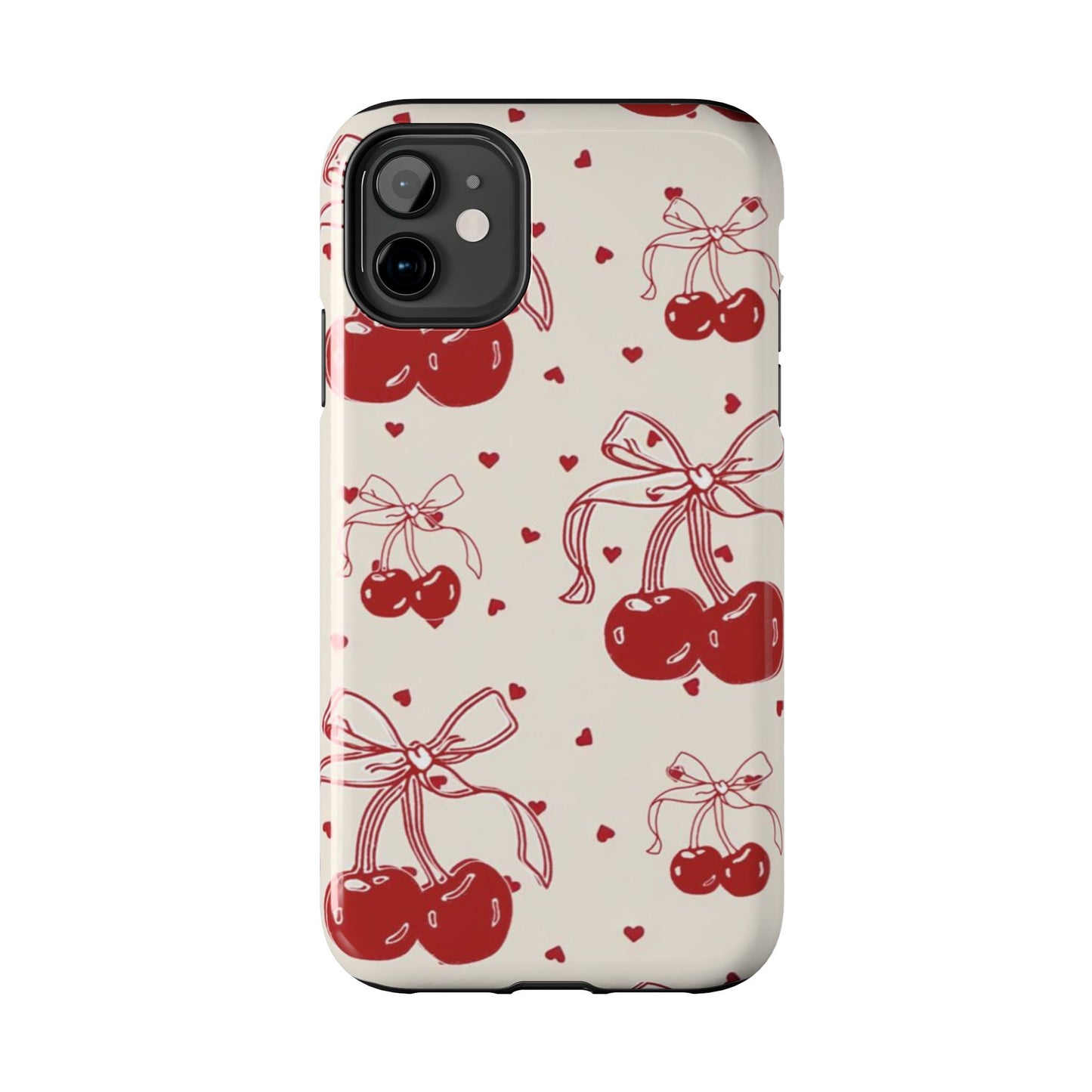 Red Cherry Pattern Fashion Aesthetic Glossy Phone Case