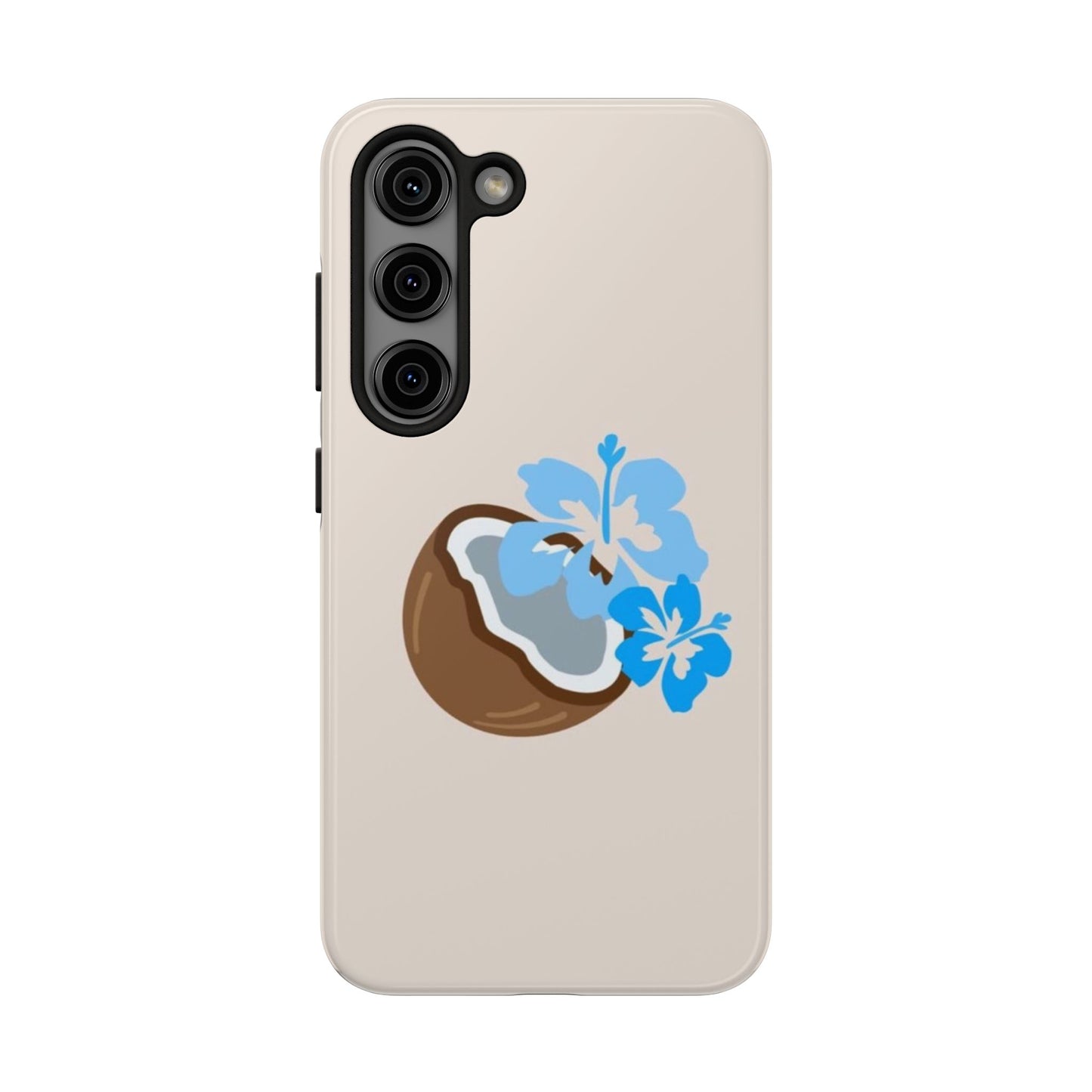 Hawaiian Cute Phone Case, Coconut, Hibiscus, Summery, Tropical, Clean Girl Aesthetic, Preppy, Glossy Phone Case