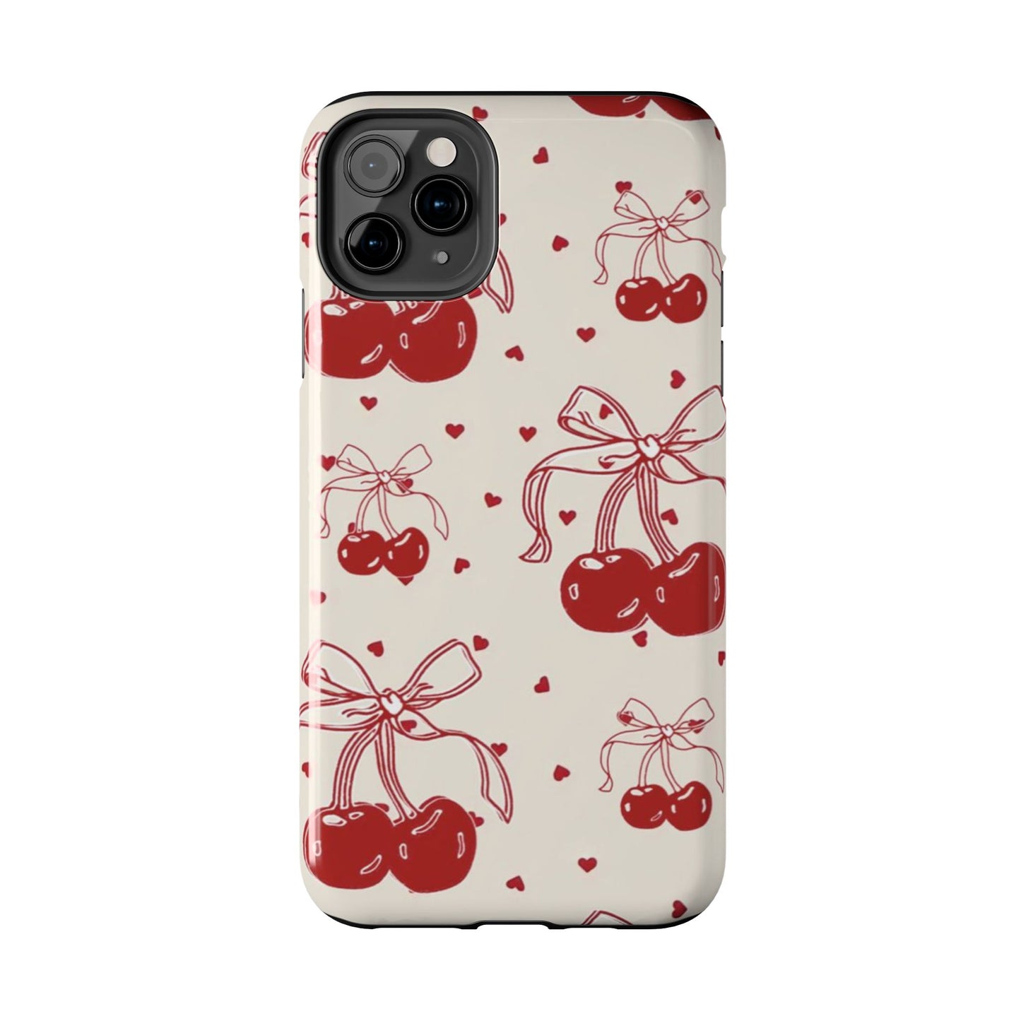 Red Cherry Pattern Fashion Aesthetic Glossy Phone Case
