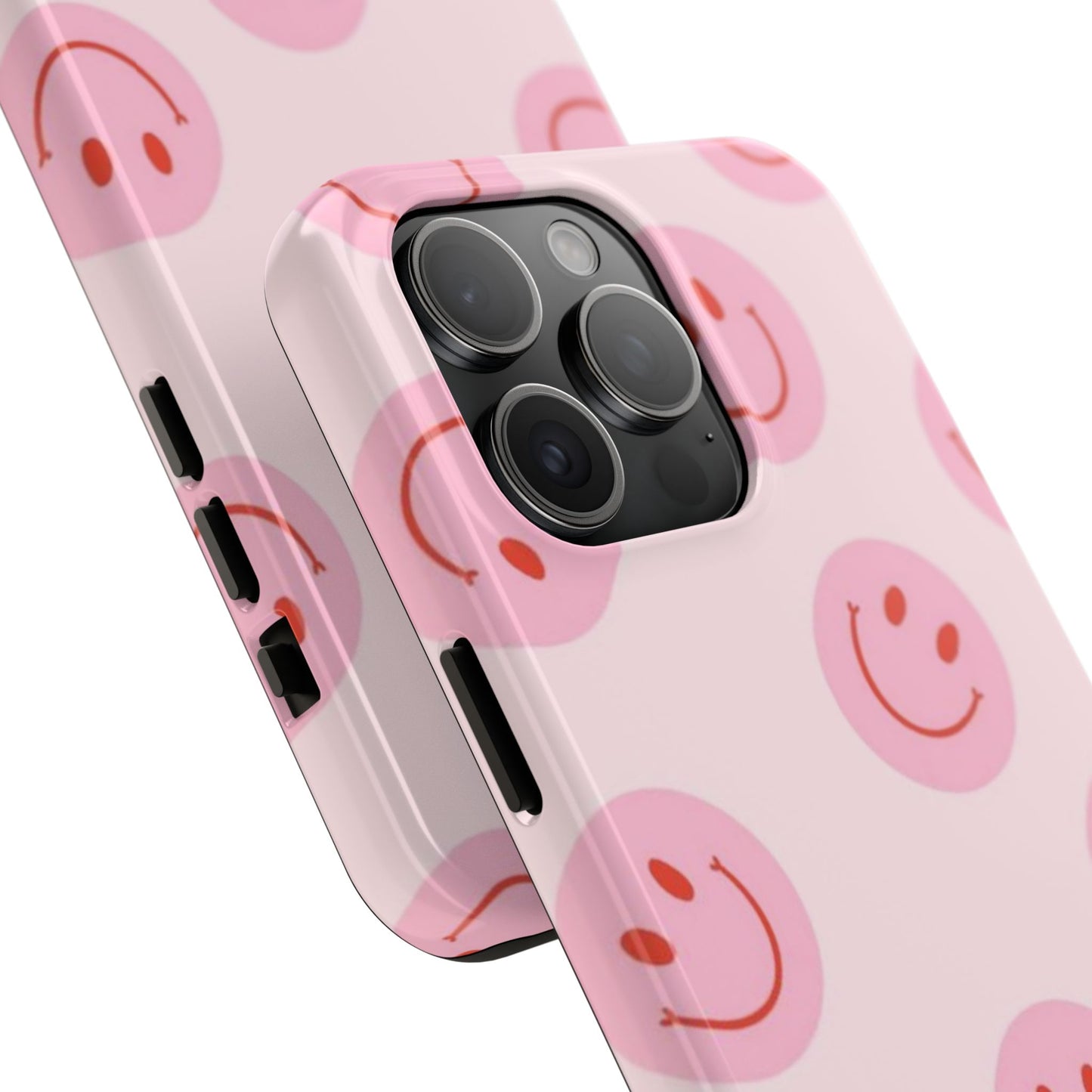 Smiley Face Pink Aesthetic Glossy Phone Case