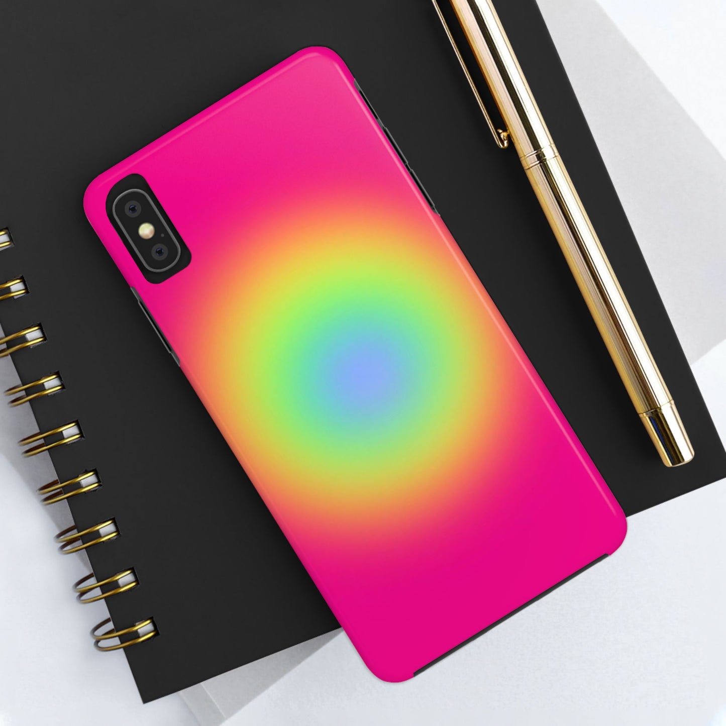 Pink Aura Phone Case, Pink, Yellow, Trendy, Clean Girl Aesthetic, Preppy, Glossy Phone Case