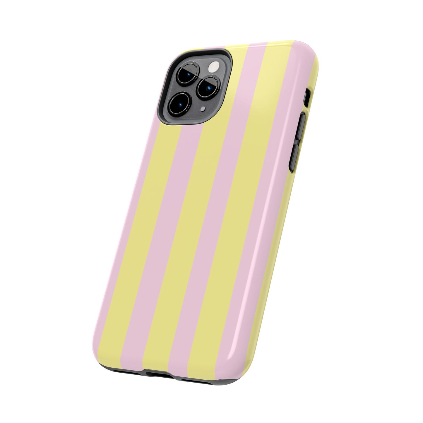 Pastel striped phone case, Pink and yellow stripes