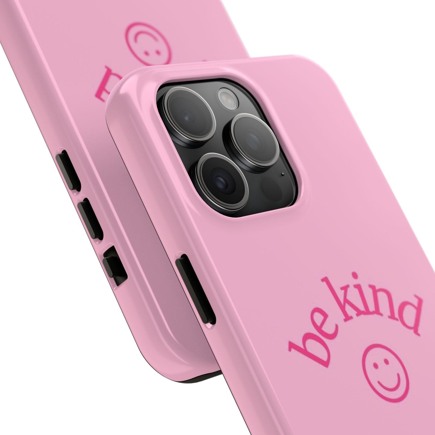 Be Kind Smiley Face Phone Case, Pink, Glossy