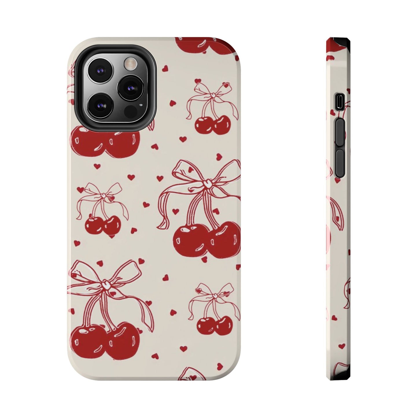 Red Cherry Pattern Fashion Aesthetic Glossy Phone Case
