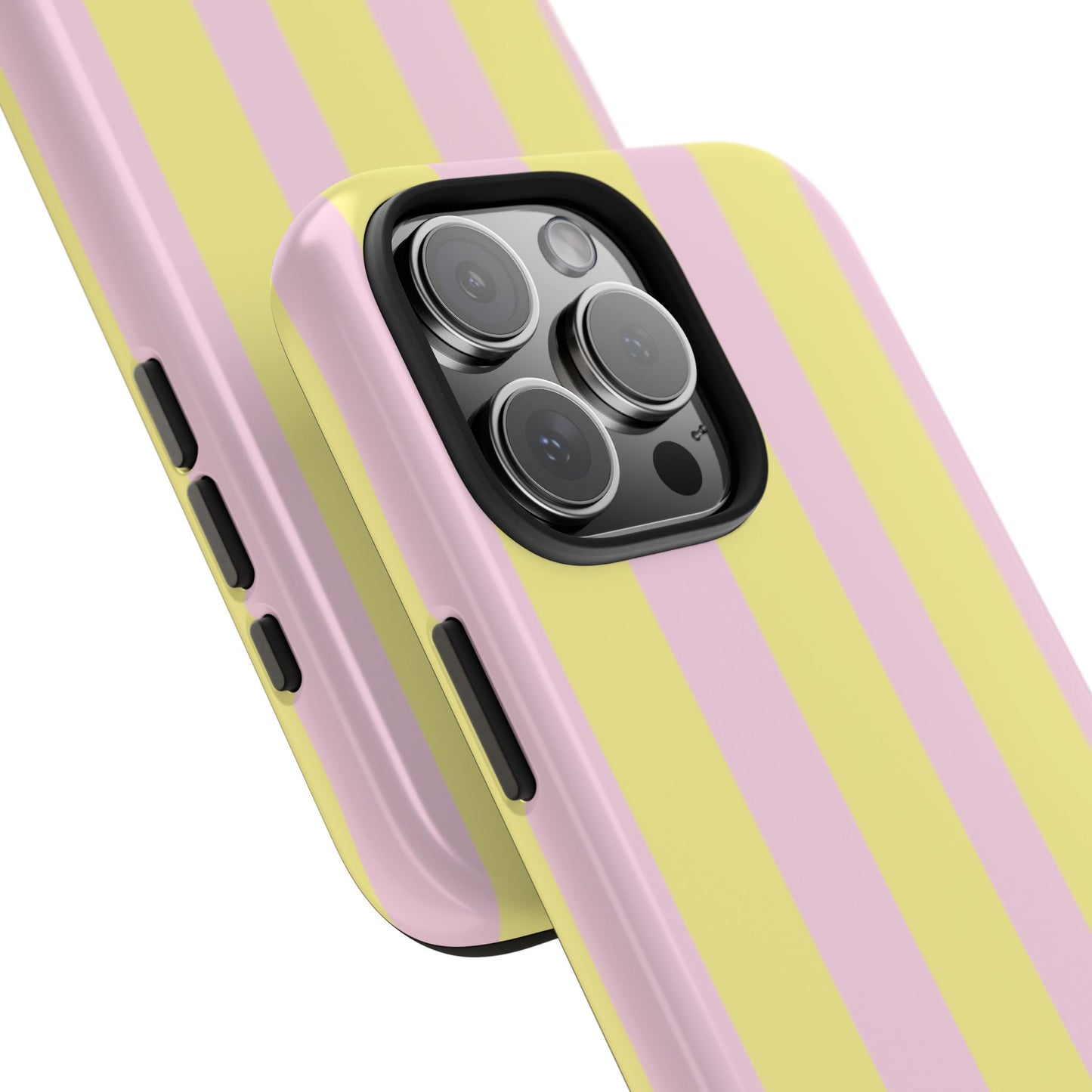 Pastel striped phone case, Pink and yellow stripes