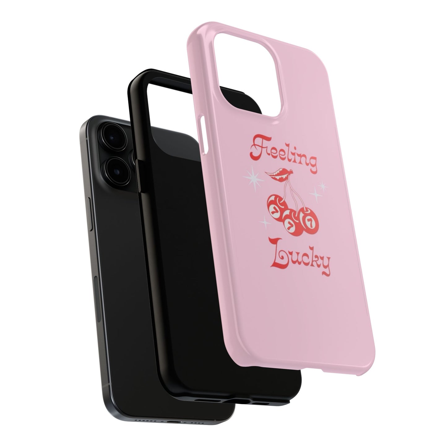 Feeling Lucky Pink Aesthetic Glossy Phone Case, Affirmations
