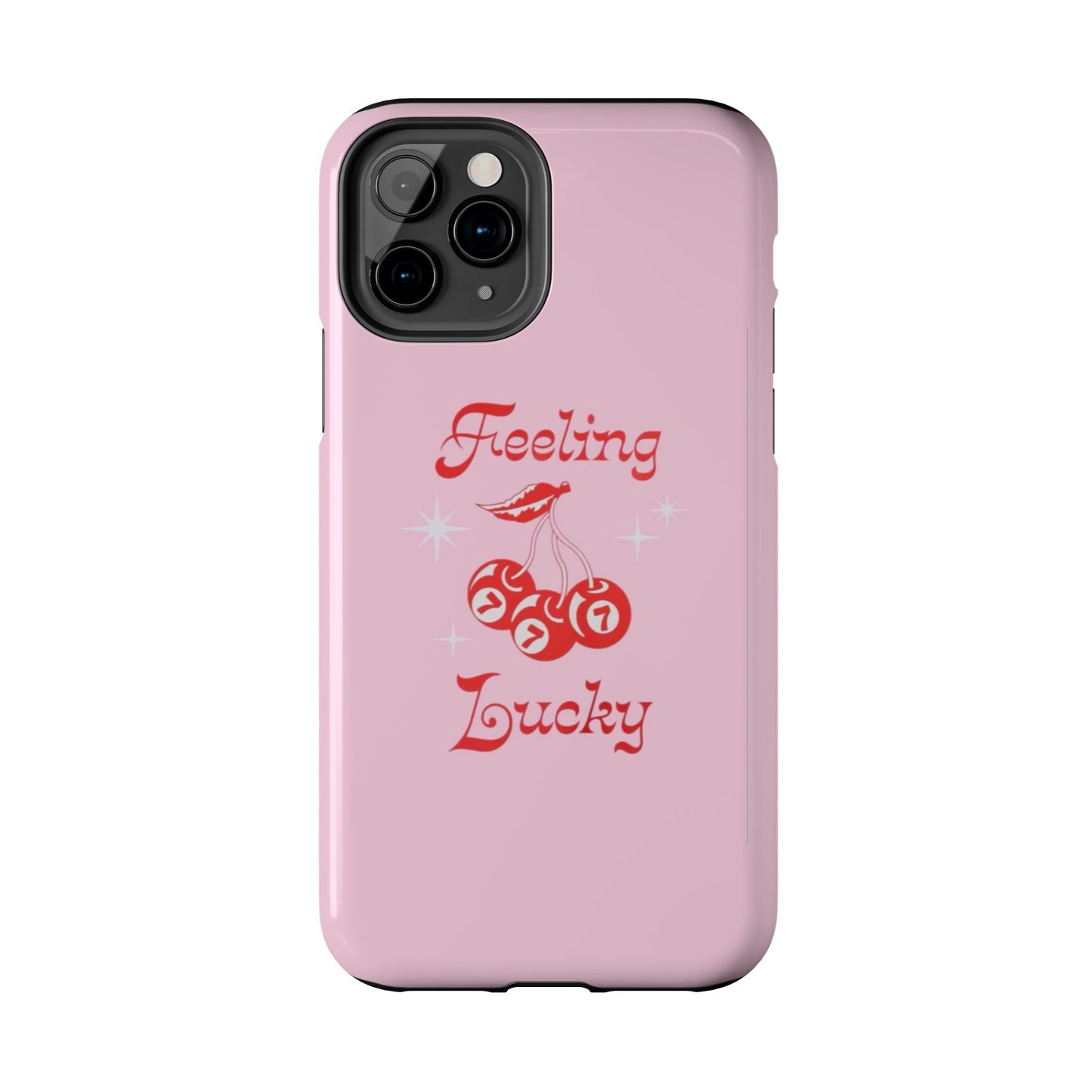Feeling Lucky Pink Aesthetic Glossy Phone Case, Affirmations