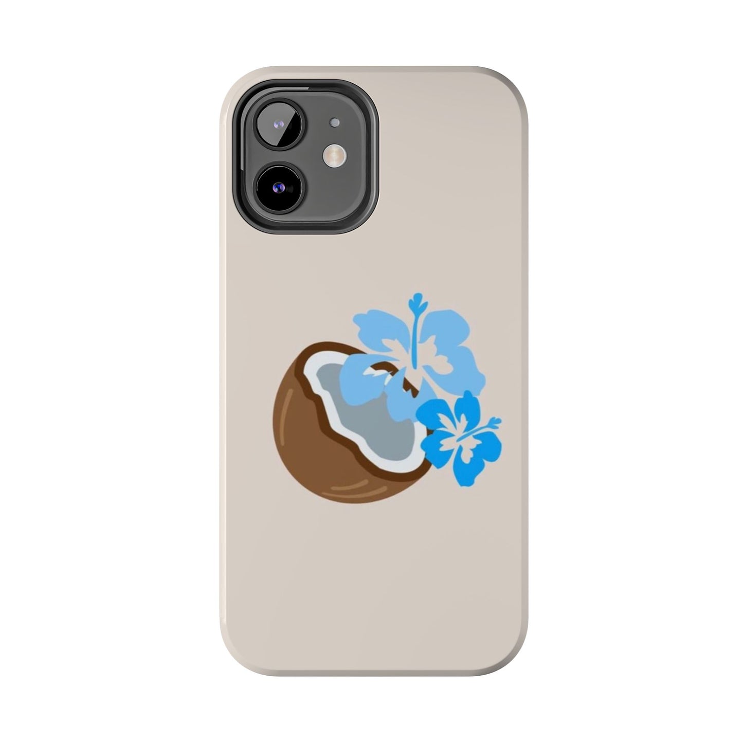 Hawaiian Cute Phone Case, Coconut, Hibiscus, Summery, Tropical, Clean Girl Aesthetic, Preppy, Glossy Phone Case