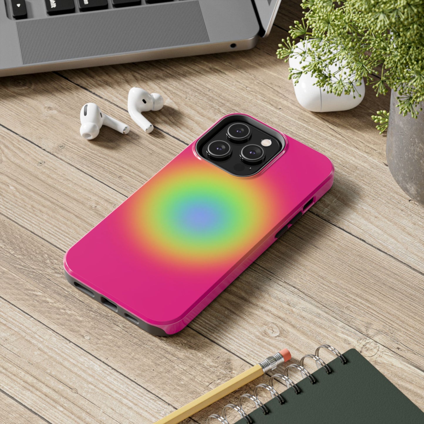 Pink Aura Phone Case, Pink, Yellow, Trendy, Clean Girl Aesthetic, Preppy, Glossy Phone Case