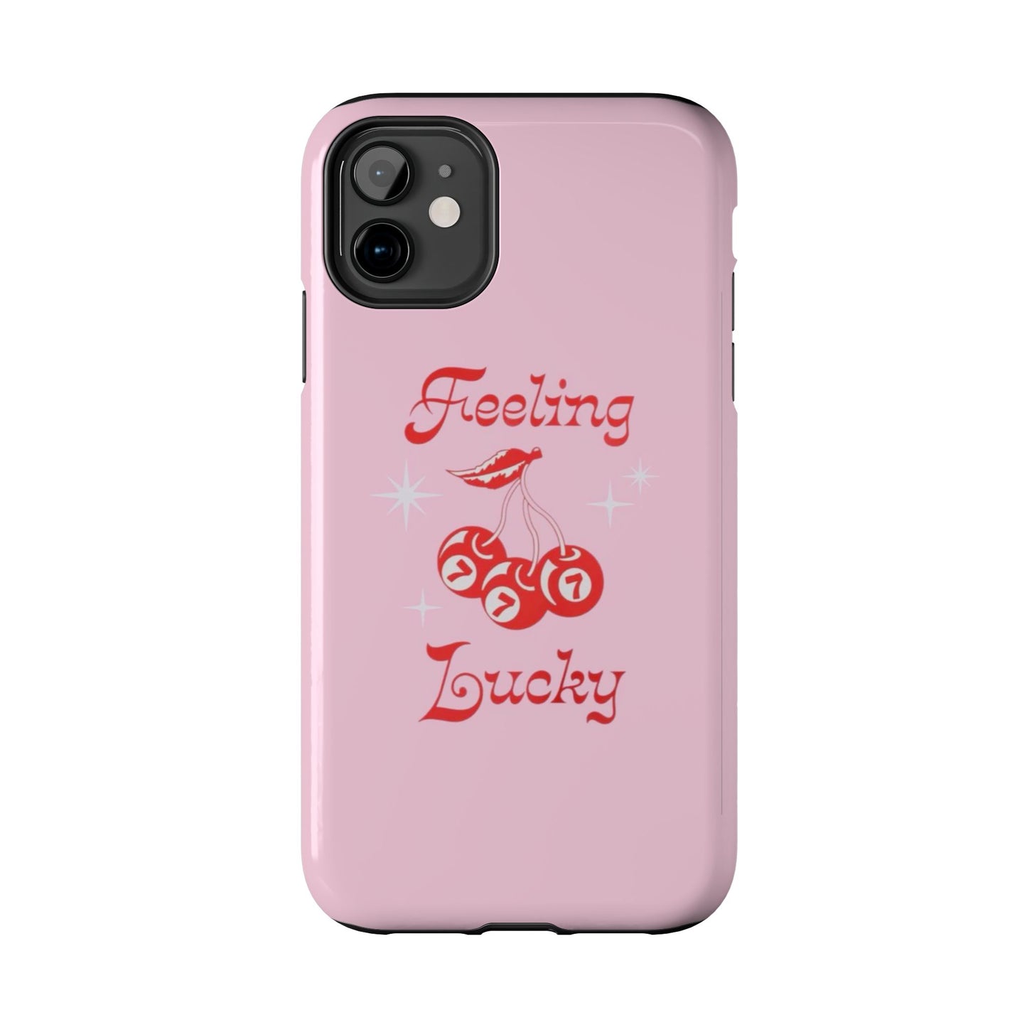 Feeling Lucky Pink Aesthetic Glossy Phone Case, Affirmations