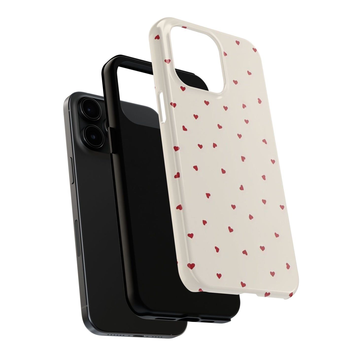 Glossy Phone Case, Red Heart Print, Coquette, Aesthetic Phone Case