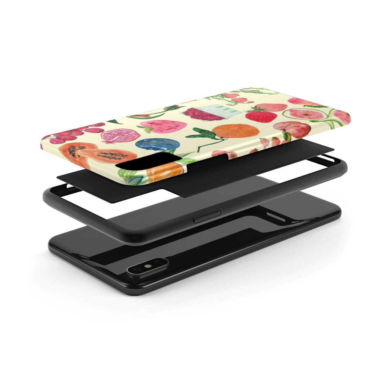 Fruit Print Phone Case, Yellow, Aesthetic, Hailey Bieber, Matilda Djerf, LA, Preppy, Clean Girl, Glossy Phone Case