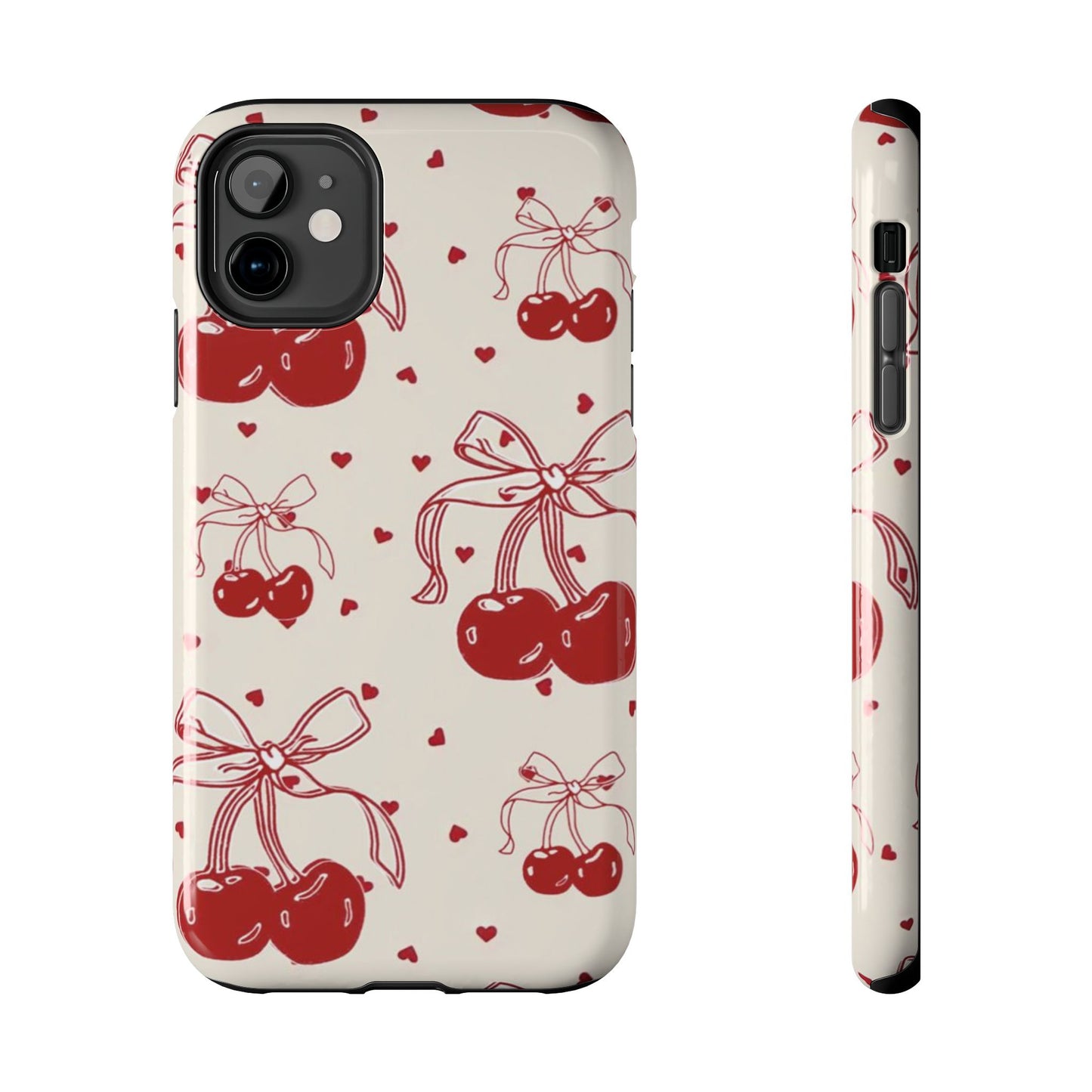 Red Cherry Pattern Fashion Aesthetic Glossy Phone Case