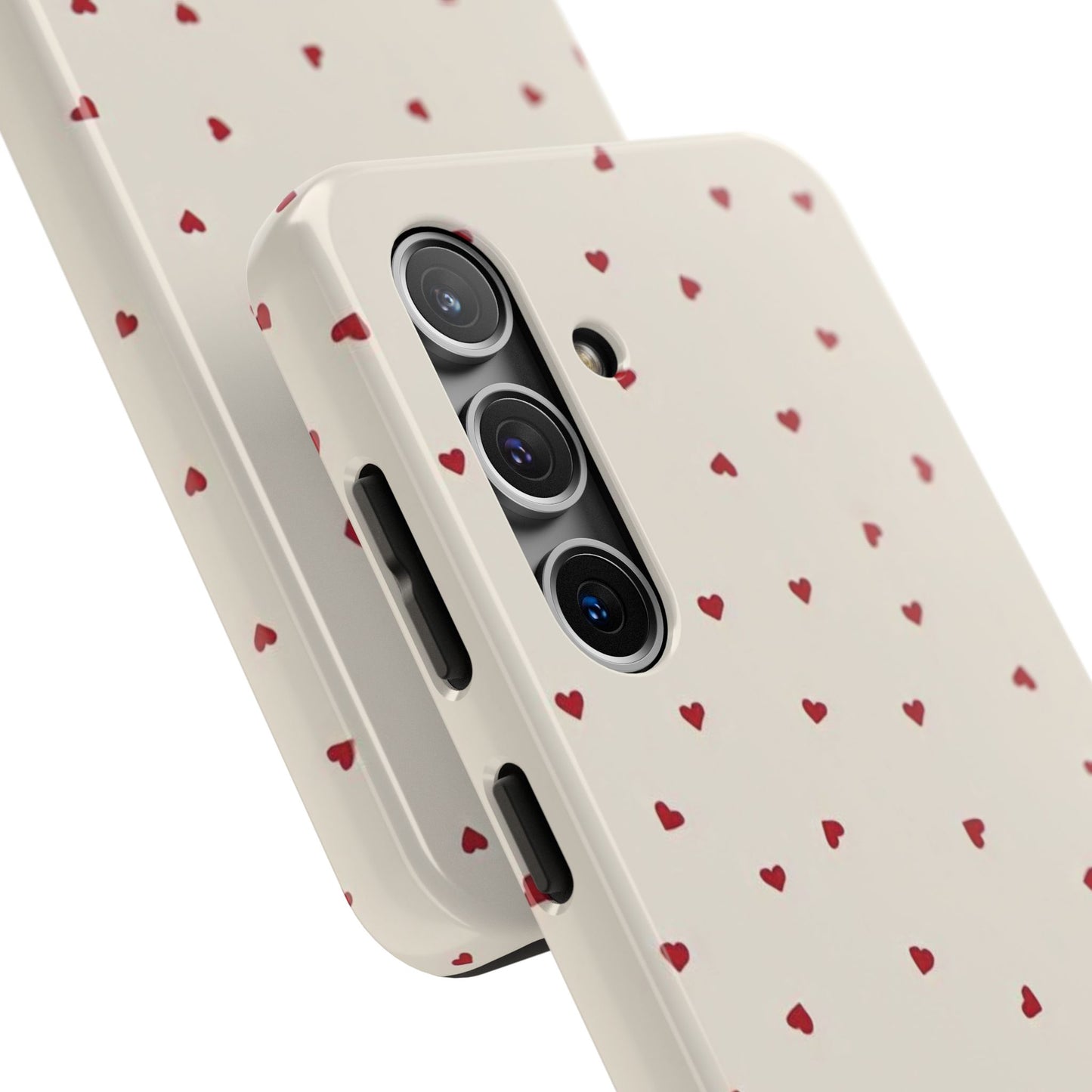 Glossy Phone Case, Red Heart Print, Coquette, Aesthetic Phone Case