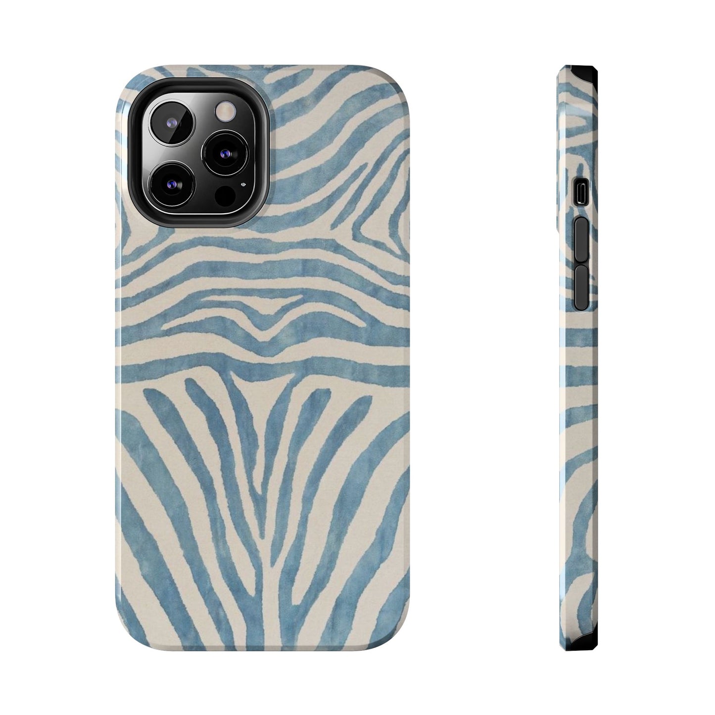 Blue Zebra Print Aesthetic Phone Case
