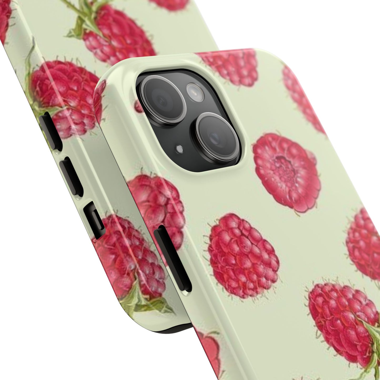 Raspberry Phone Case, Fruit, Cute, Clean Girl, Glossy Phone Case