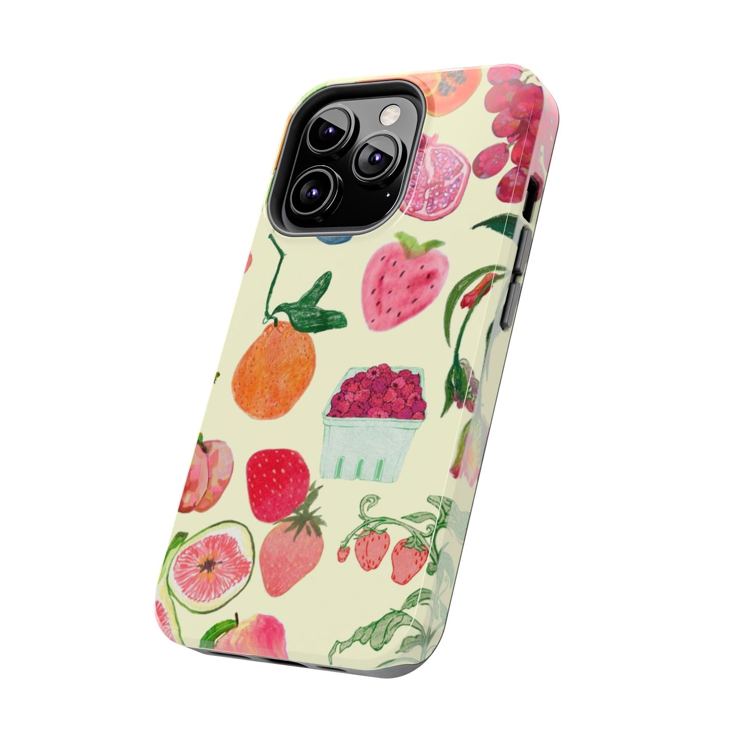 Fruit Print Phone Case, Yellow, Aesthetic, Hailey Bieber, Matilda Djerf, LA, Preppy, Clean Girl, Glossy Phone Case
