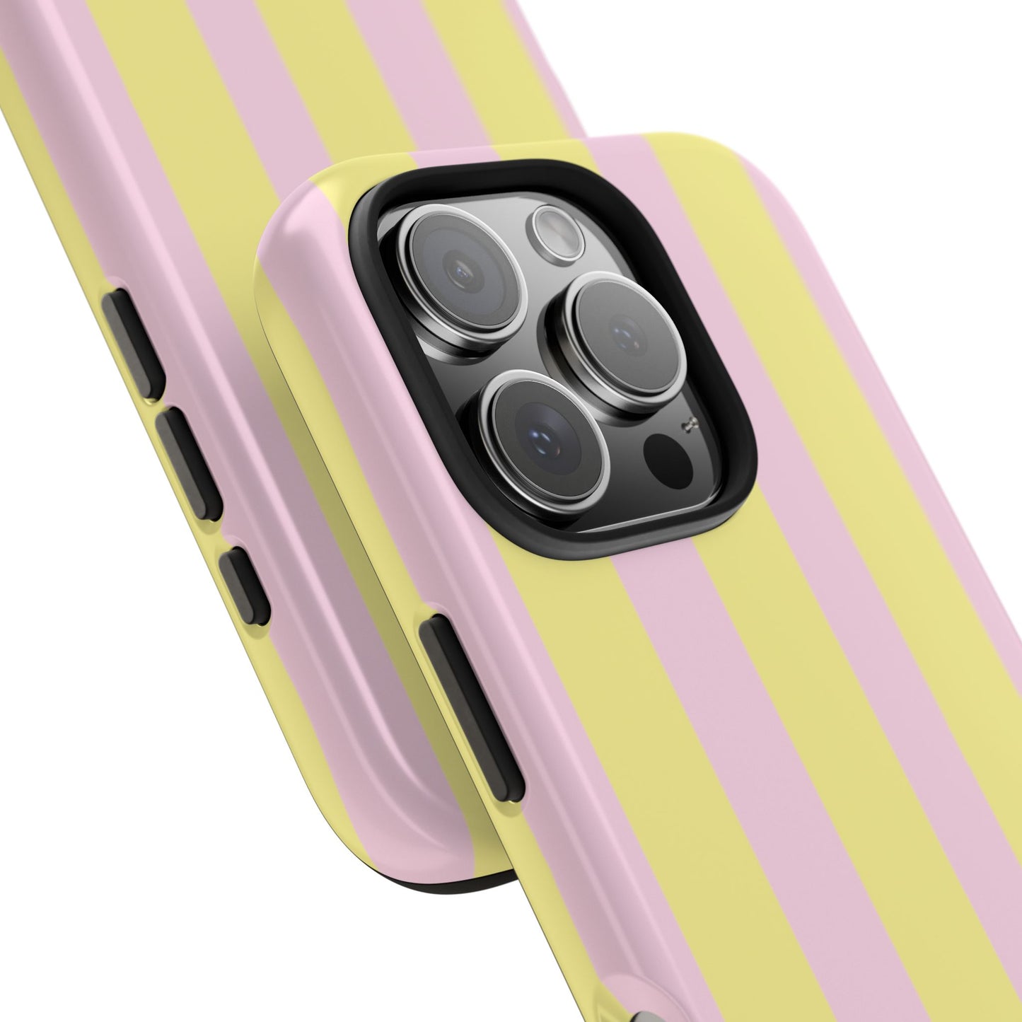 Pastel striped phone case, Pink and yellow stripes