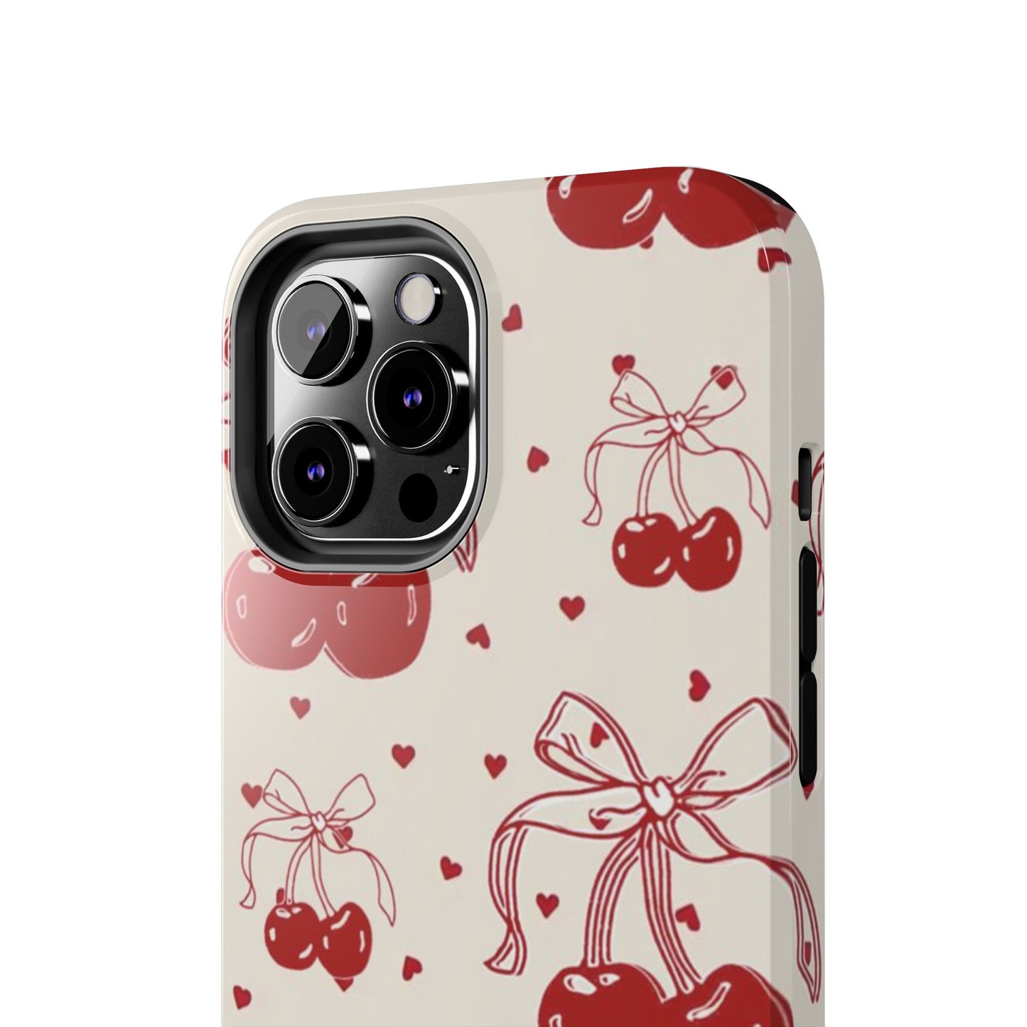 Red Cherry Pattern Fashion Aesthetic Glossy Phone Case