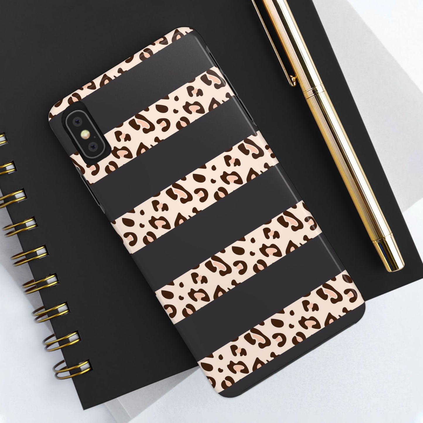 Cheetah Print Striped iPhone Case – Black Striped Cheetah Print Aesthetic