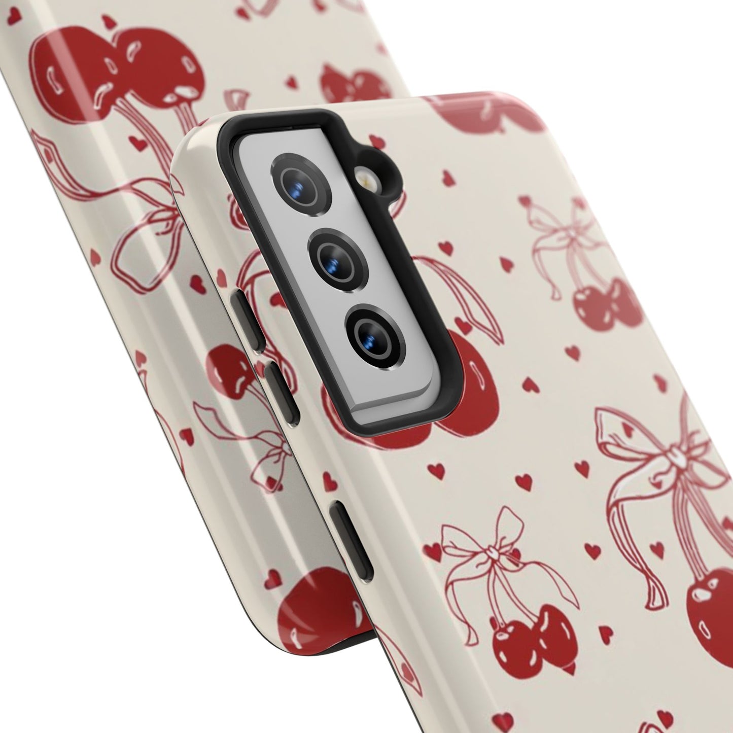Red Cherry Pattern Fashion Aesthetic Glossy Phone Case