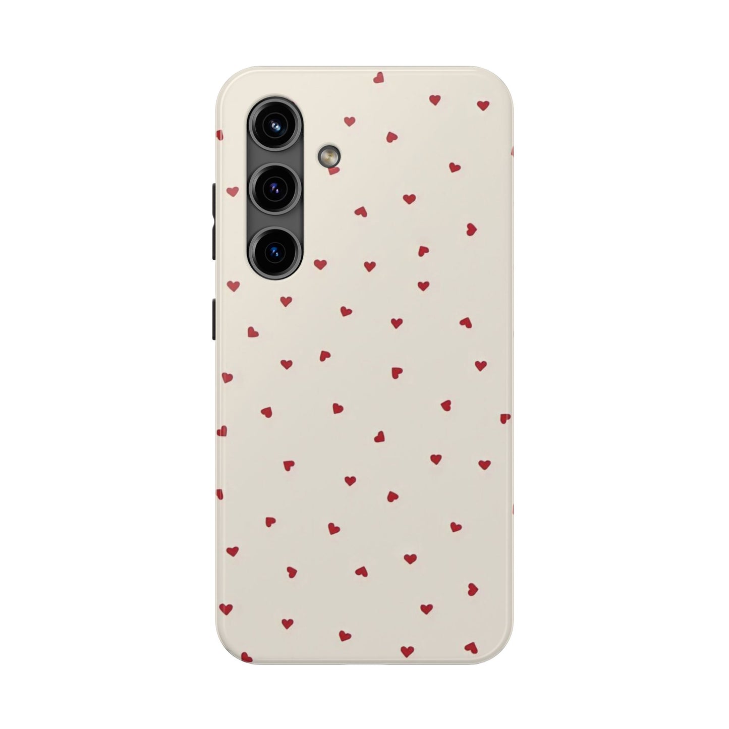 Glossy Phone Case, Red Heart Print, Coquette, Aesthetic Phone Case