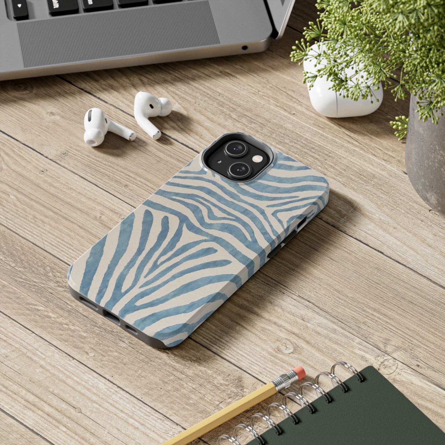 Blue Zebra Print Aesthetic Phone Case