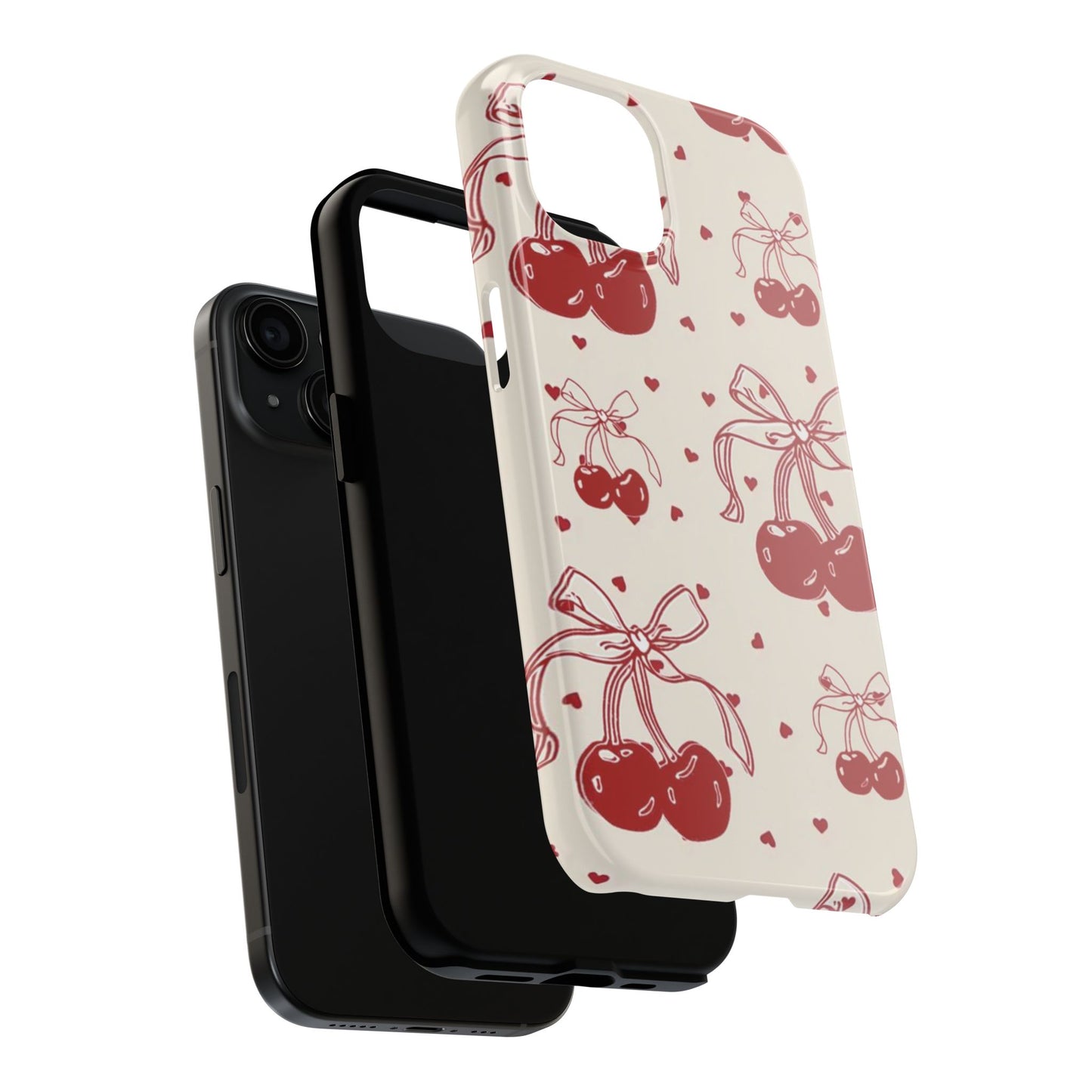 Red Cherry Pattern Fashion Aesthetic Glossy Phone Case