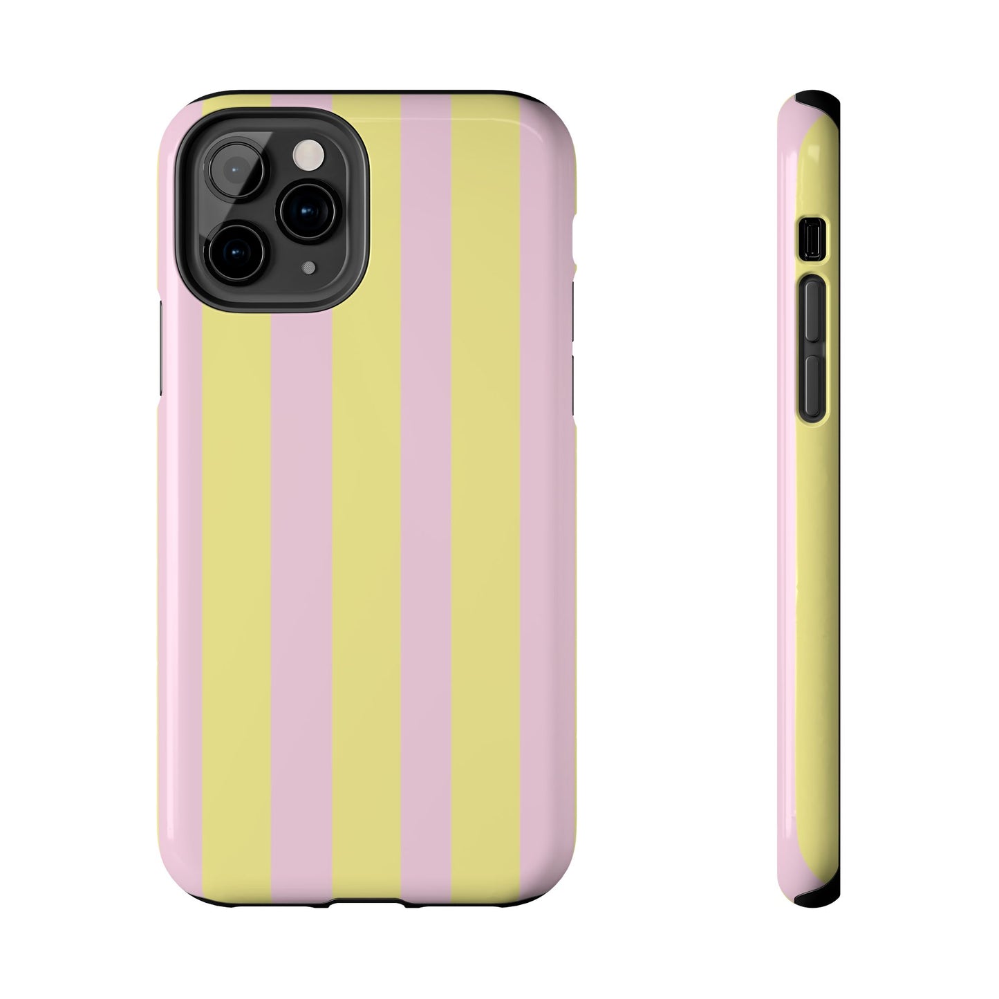 Pastel striped phone case, Pink and yellow stripes