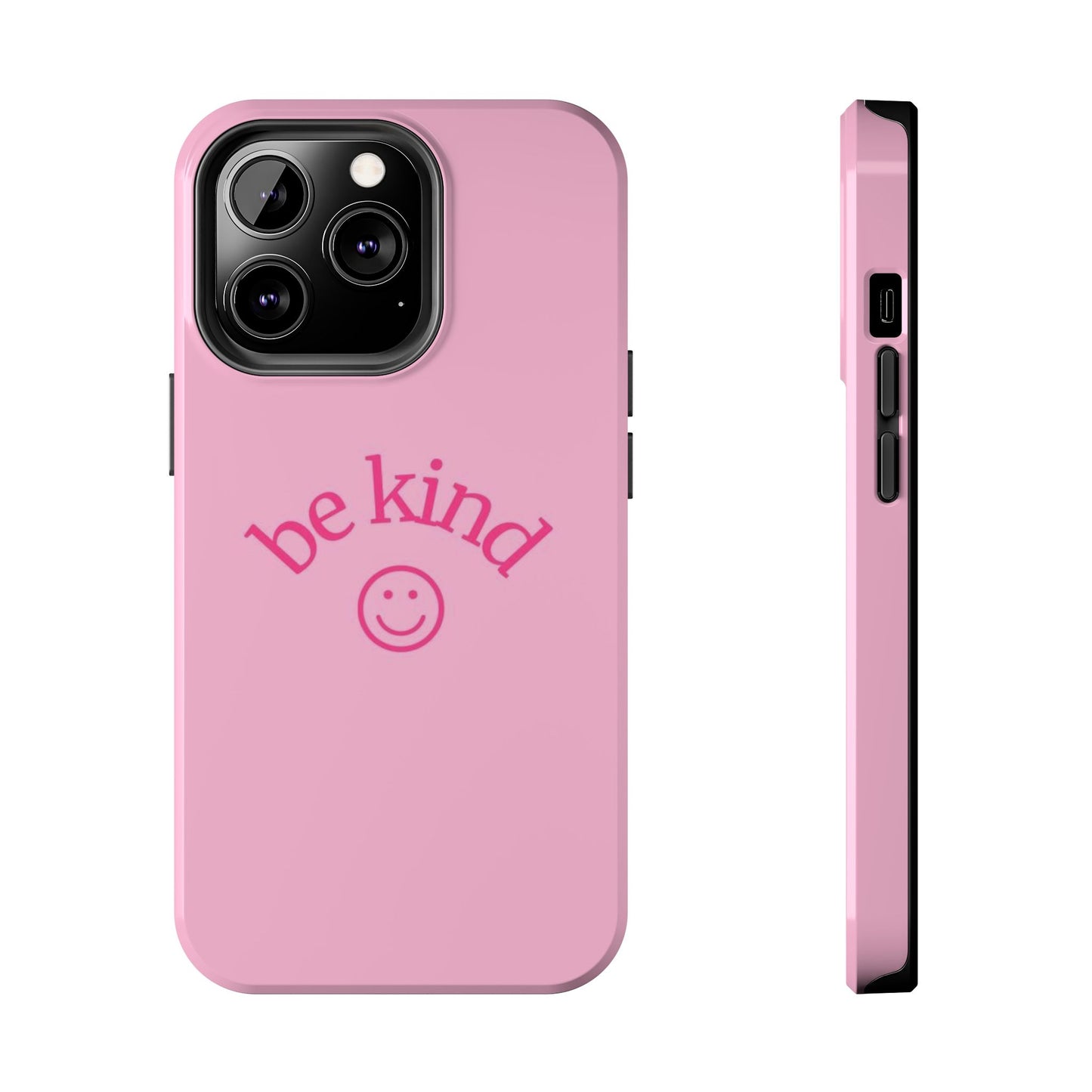 Be Kind Smiley Face Phone Case, Pink, Glossy