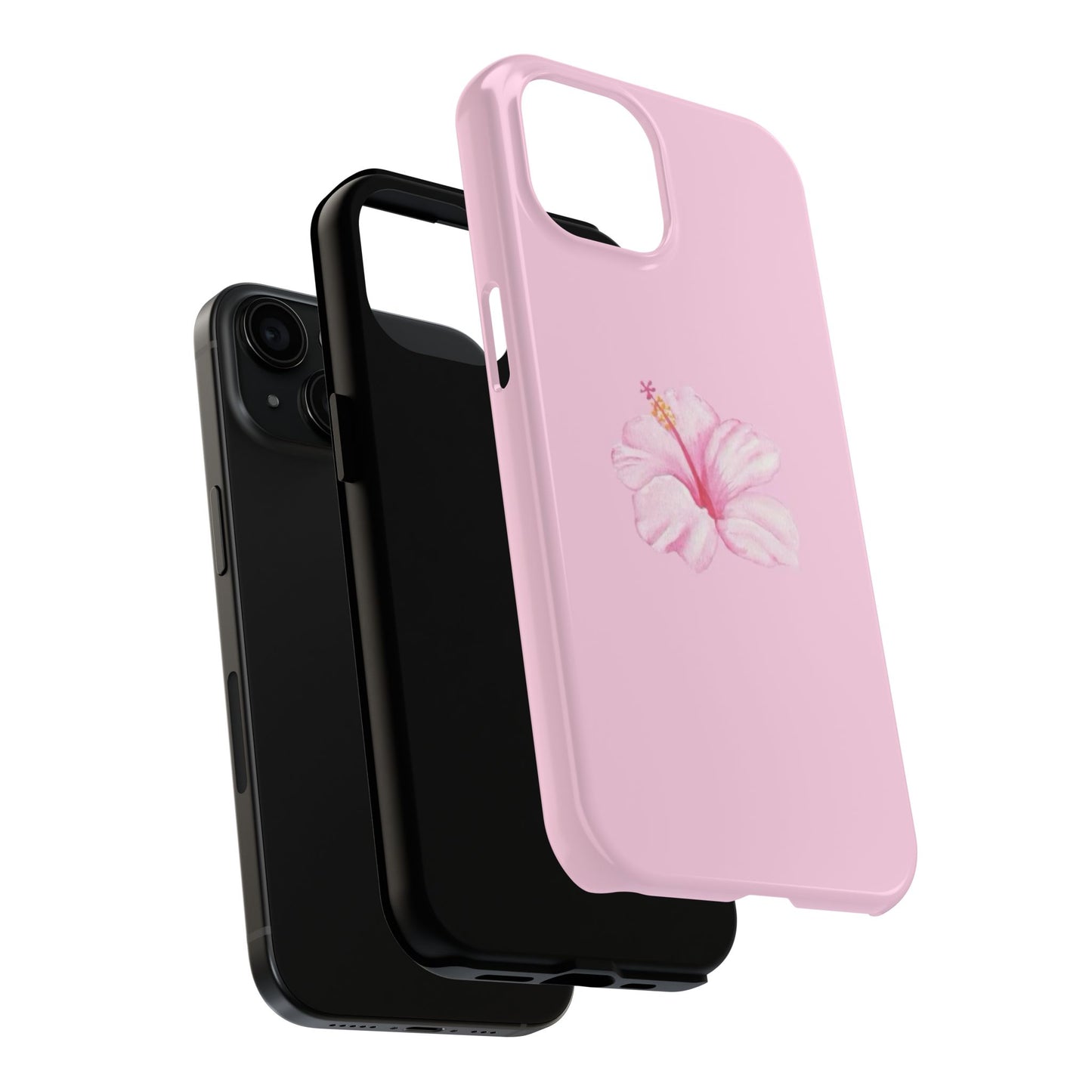 Hibiscus Flower Phone Case, Pink, Tropical, Hawaiin, Clean Girl Aesthetic, Preppy, Glossy Phone Case