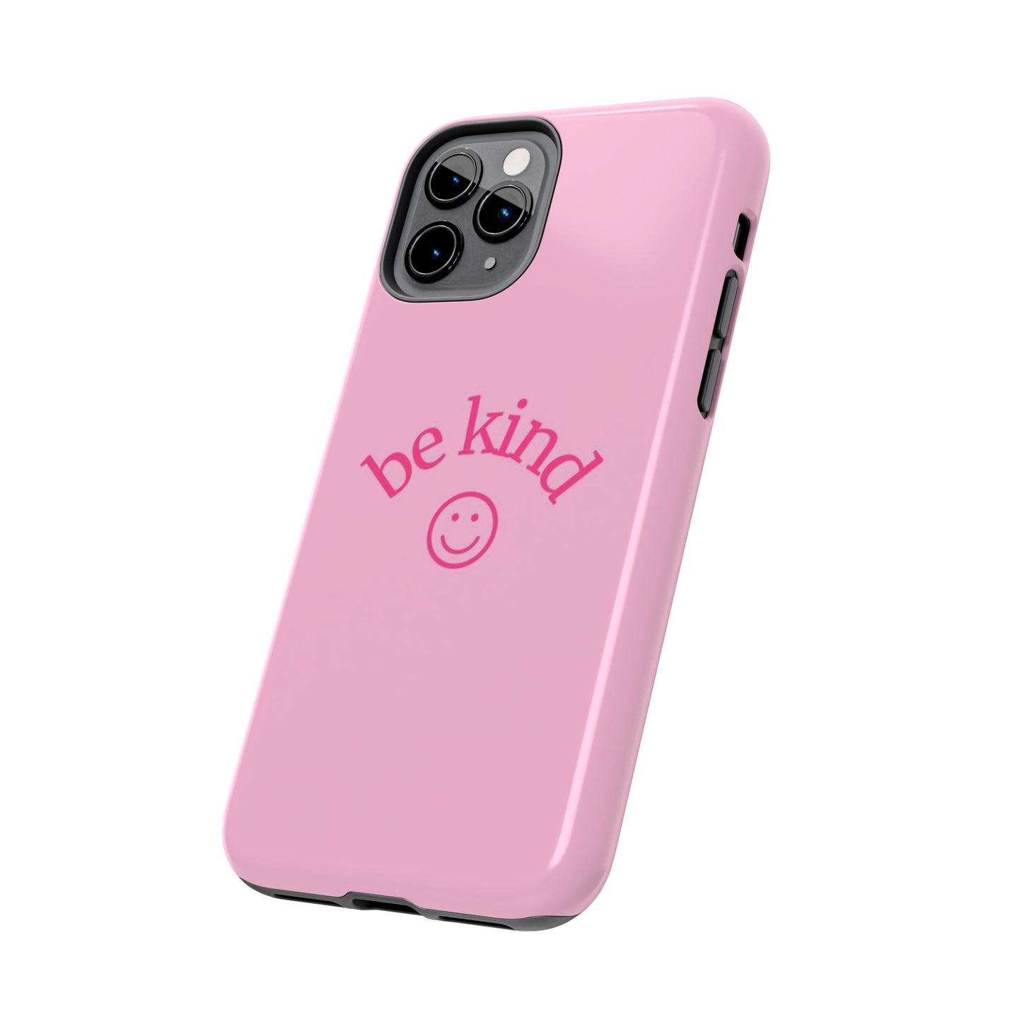 Be Kind Smiley Face Phone Case, Pink, Glossy